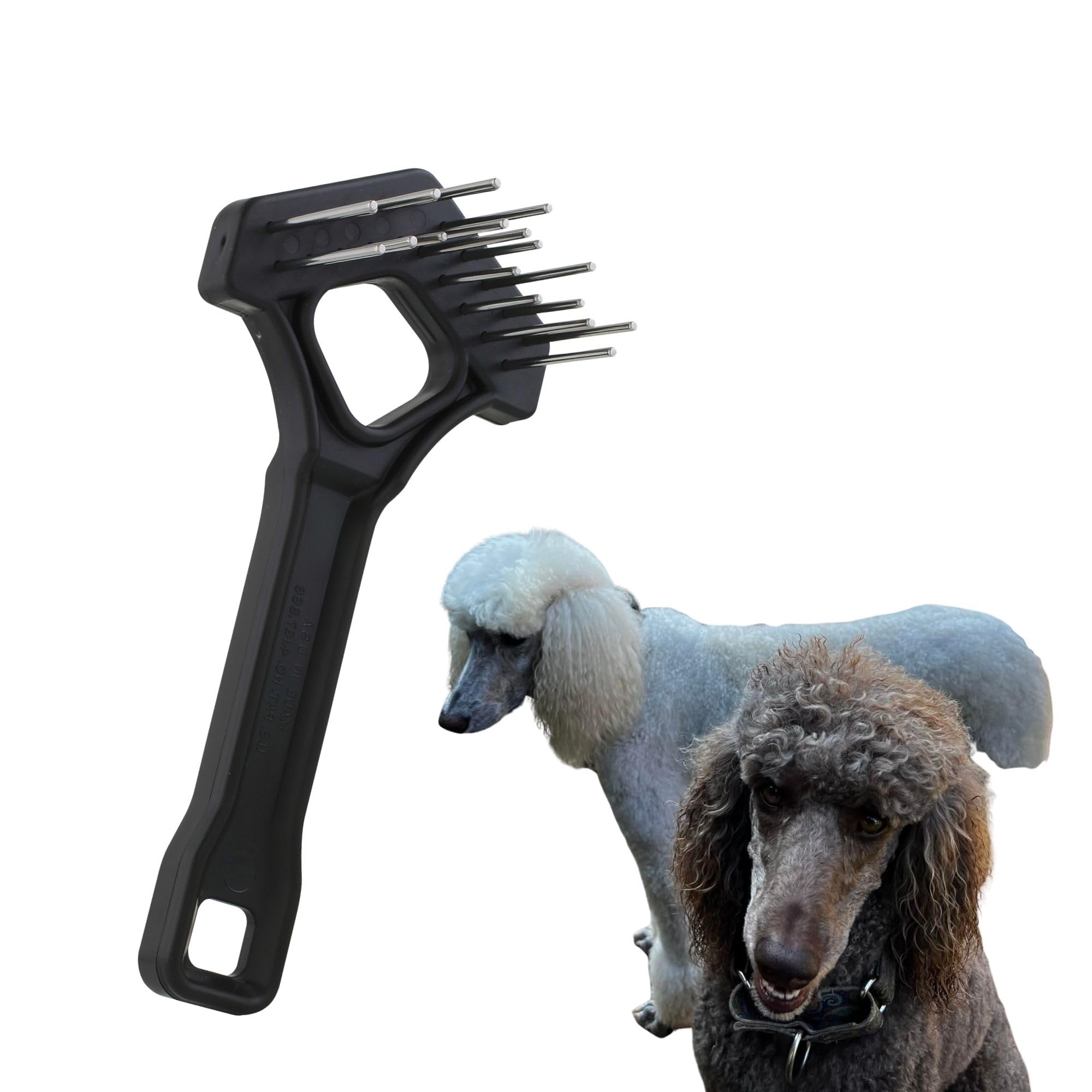 Untangler Undercoat Mini-Rakes for Effective Dematting and Grooming Dogs and Cats has V-Shape Head and Double Row, Stainless-Steel Rotating Teeth (
