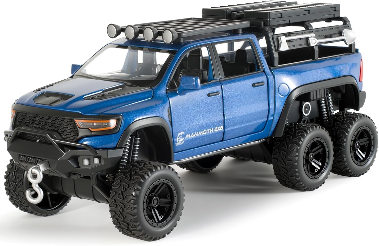RAM Mammoth Pick-Up Model Car 1:32 Exclusive Alloy Metal Pull Back Die-cast Car Die-cast Metal Pullback Toy car with Openable Doors & Light Music, Multicolour_Six Wheel-image-9
