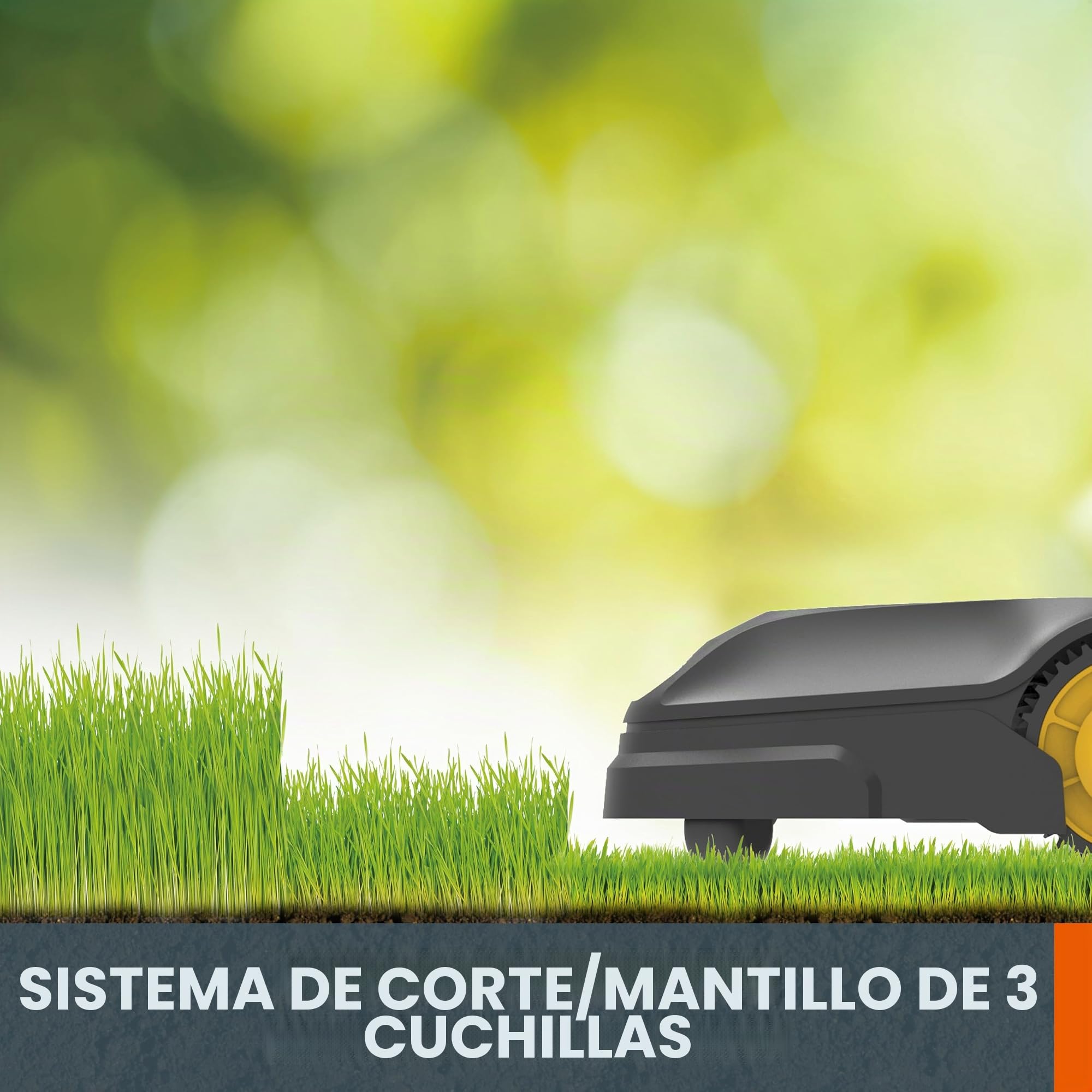 LANDXCAPE Robot cortacésped inalámbrico 300 m² LX850, sistema de corte/mulching de 3 hojas, cortacésped, detector de choque, carga lateral con pantalla digital