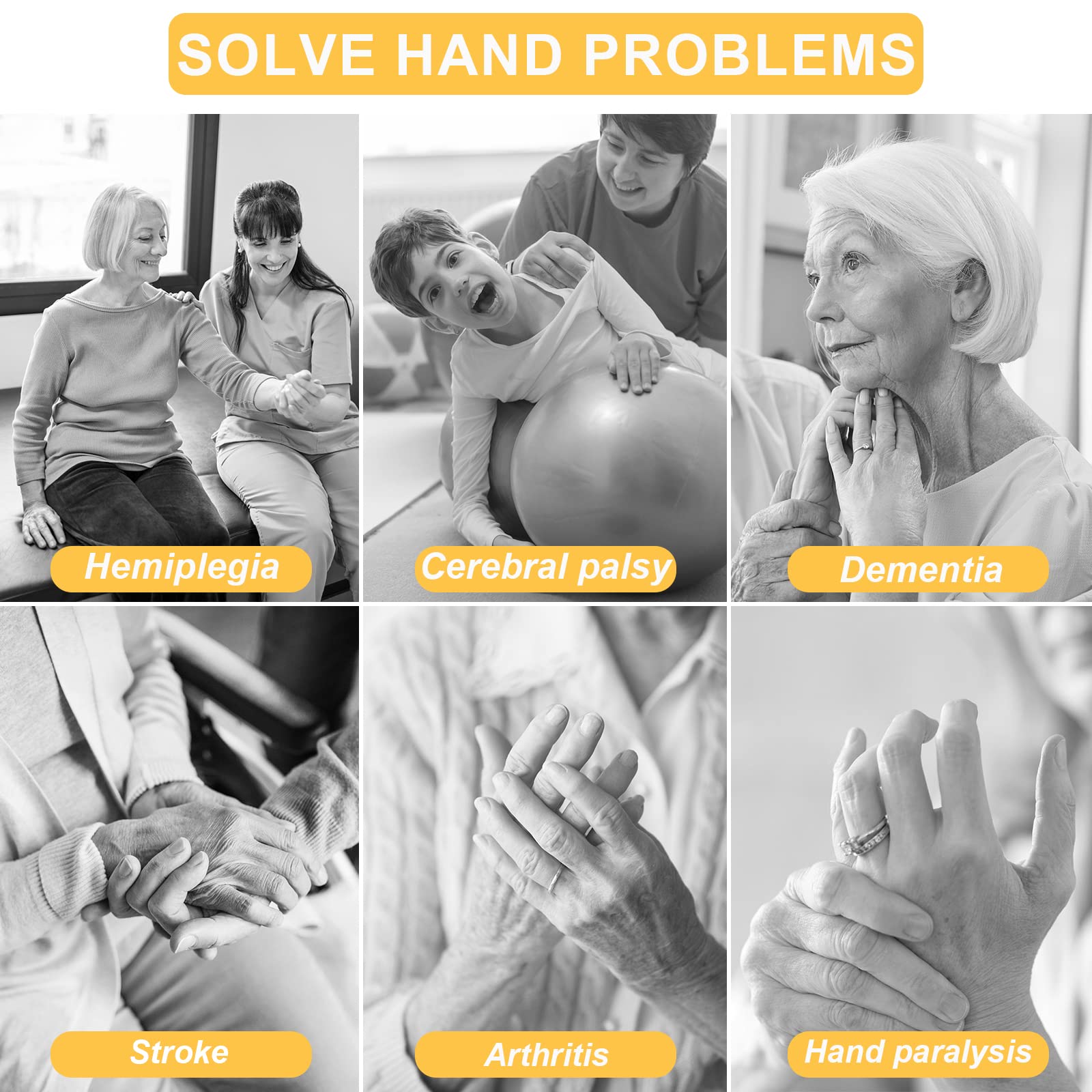 Guantes de rehabilitación mejorados para la espasticidad causada por un accidente cerebrovascular, Equipo de rehabilitación de Dedos para la recuperación de la parálisis Cerebral e