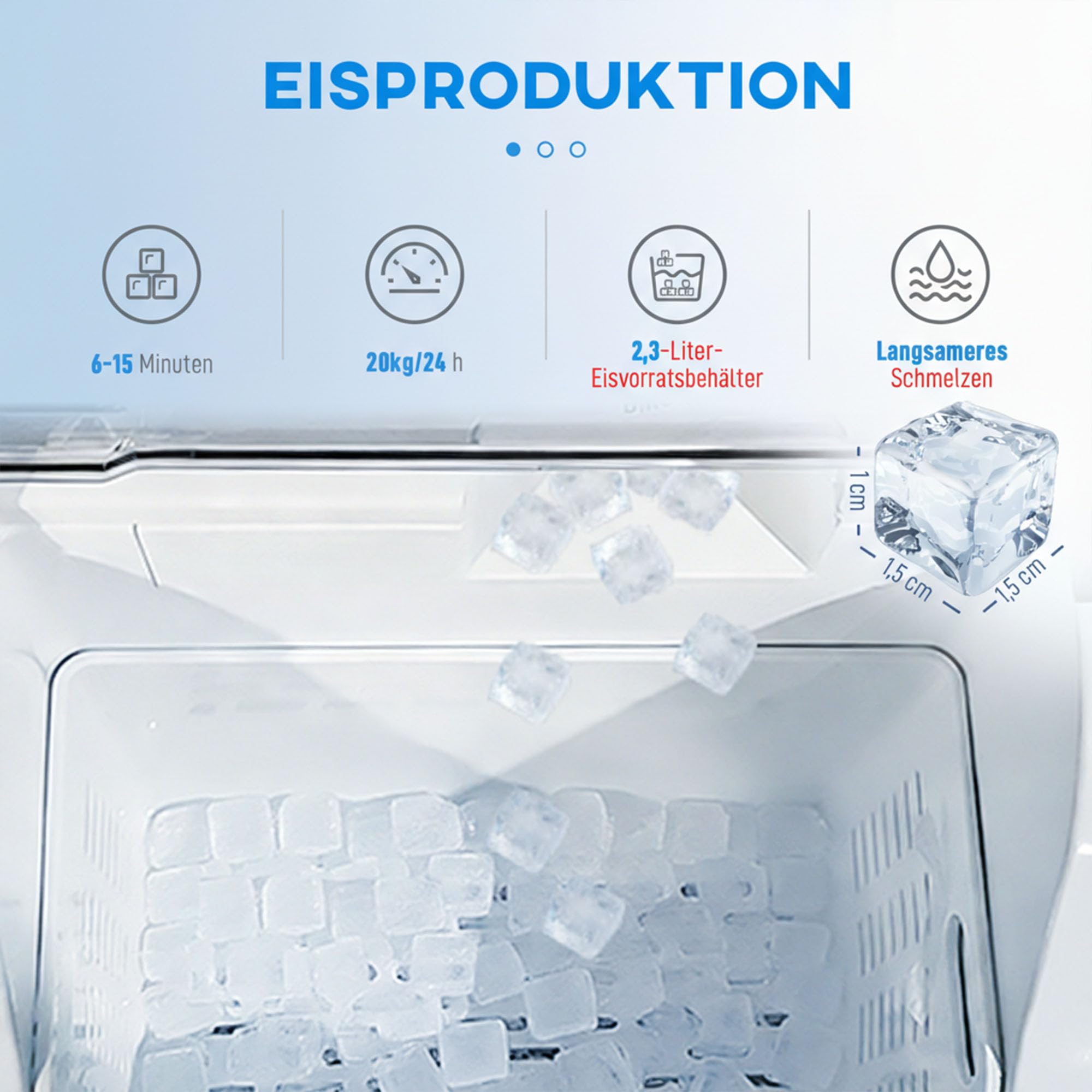 HOMCOM Eiswürfelmaschine Edelstahl Ice Maker 20kg/24h Eiswürfeln | 2,1L Wassertank, 24 Nugget pro Durchgang, Selbstreinigender Eiswürfelbereiter, Eisschaufel und Korb, Für Küche Büro Party