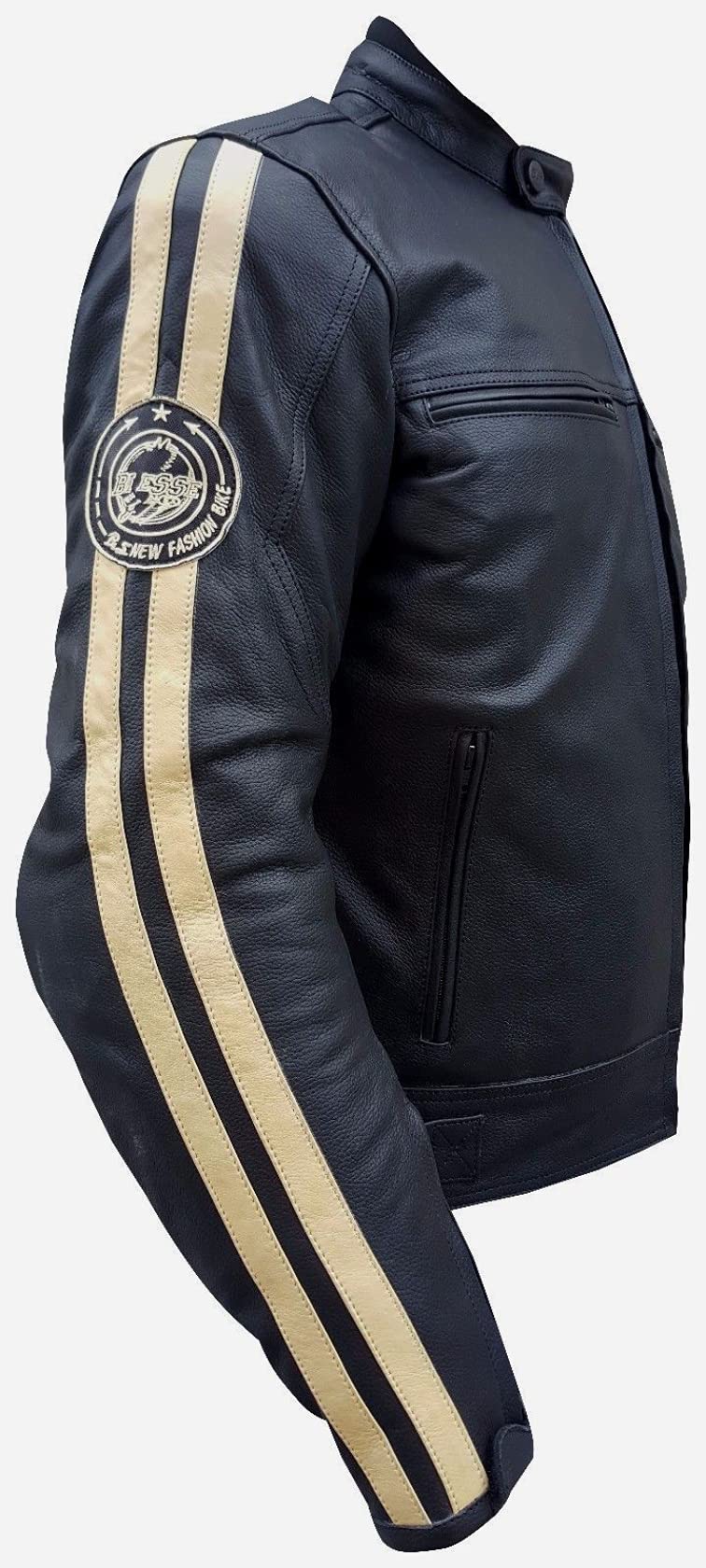 BI ESSE - Giacca in pelle MOTO Racing/Touring, stile vintage, sfoderatile, Gilet termico rimovibile, completo di Protezioni