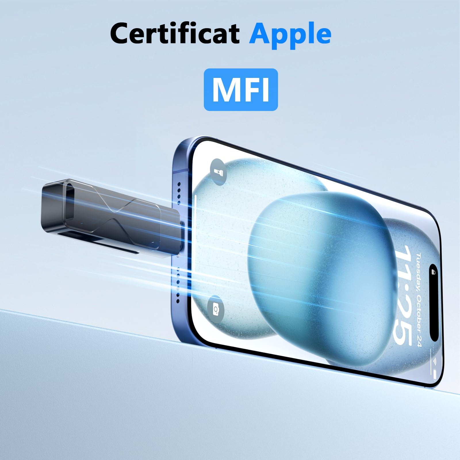 Mfi Certified Lightning 3 in 1 Memory Stick USB per iPhone 256 GB di memoria esterna penna USB per iPhone iPad, iOS, Macbook, Android, PC (nero, 256 GB)