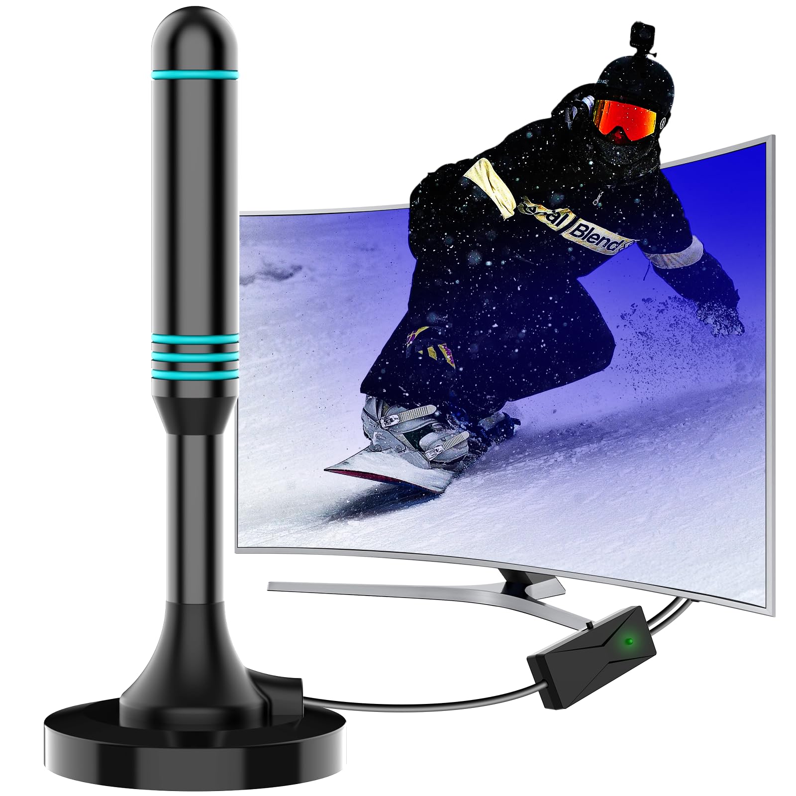 Antenna TV Interna Con 400KM Gamma 360° Ricezione del Segnale - Cavo Coassiale da 5m Incluso Antenna TV Interna Con 400KM Gamma 360° Ricezione del Segnale - Cavo Coassiale da 5m Incluso