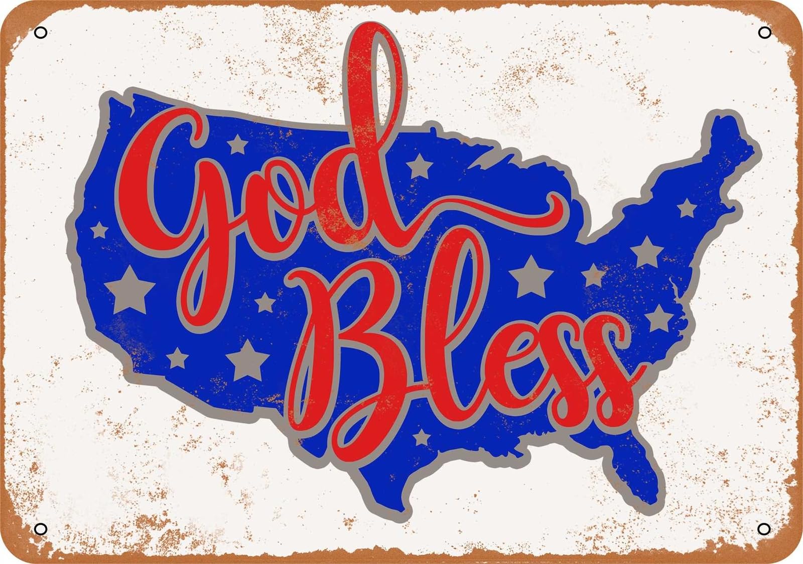 Miaomansenstore Metal Sign - God Bless America - Vintage Look Home Decor
