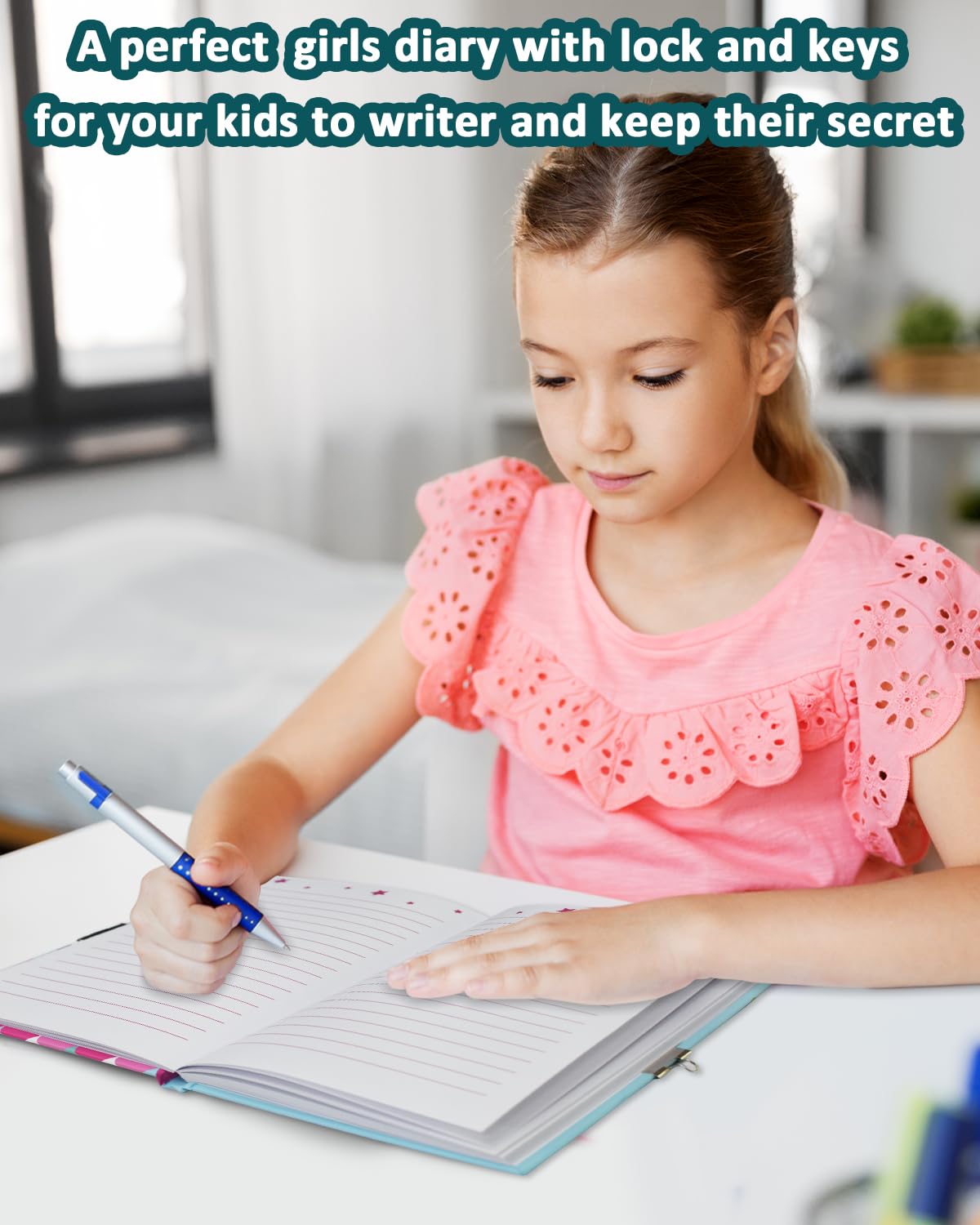 Diario Segreto Bambina con Lucchetto, 80 Fogli a Righe da 17,8 x 13,5 cm Paillettes Shakable Quaderno per bambino per la Scrittura Scolastica Sirena Regalo per Ragazze di età 6 7 8 9 10 11 12 Anni