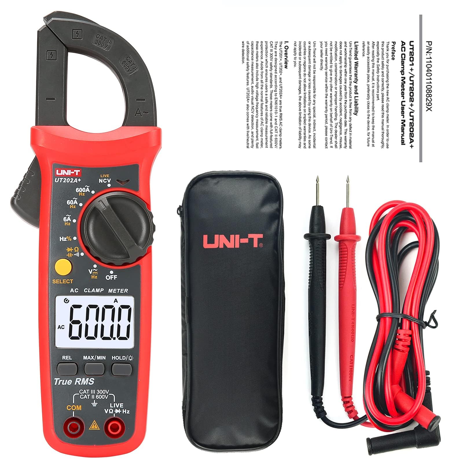 UNI-T UT202A+ Digital Multimeter 6000 Counts Auto Range True RMS clamp Meter-image-10