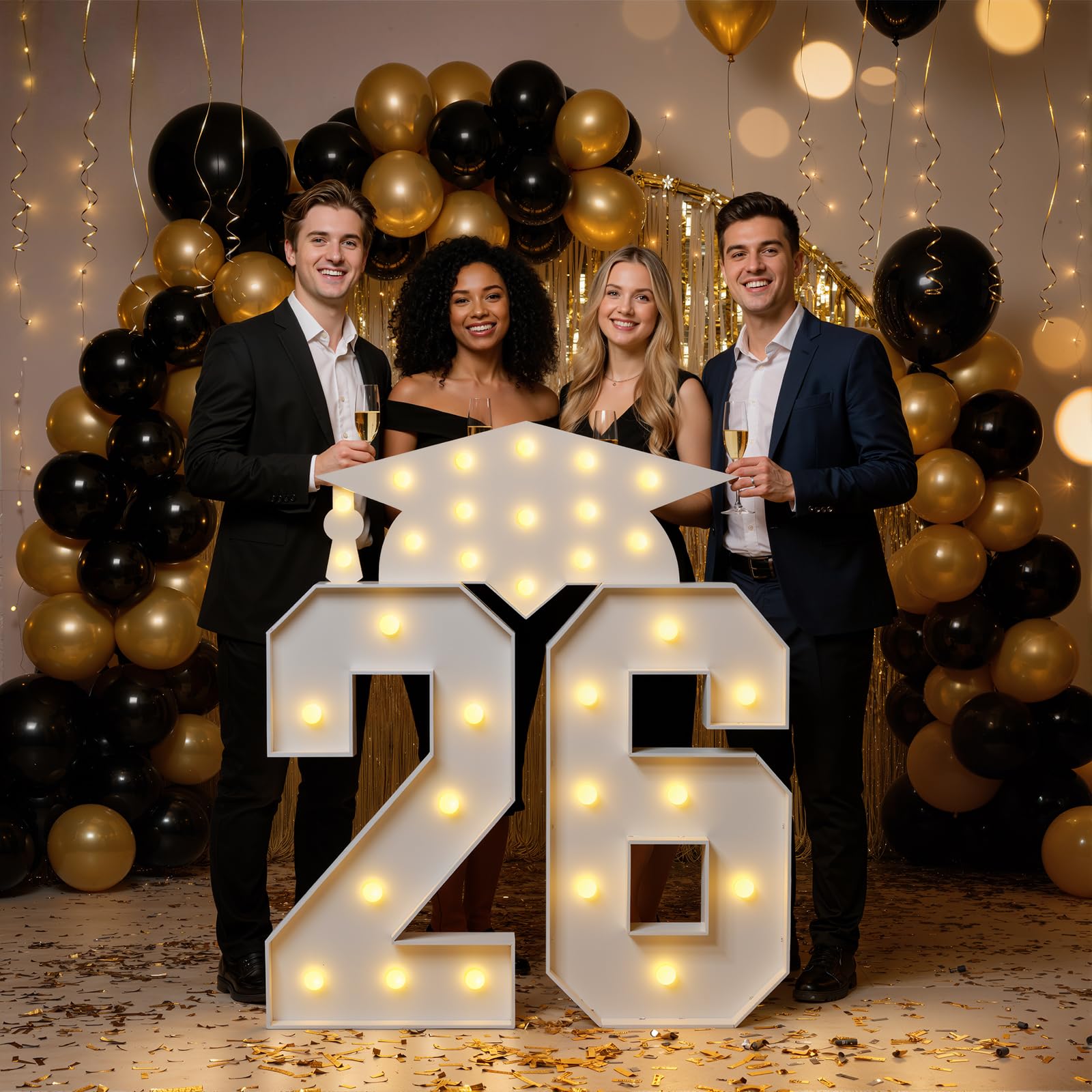 Photo 1 of 2026 Numbers for Graduation, 2026 Marquee Numbers 3 Feet Tall, Class of 2026 Decorations, Large 2026 Sign for Graduation Party for Preschool High School College, 4pcs