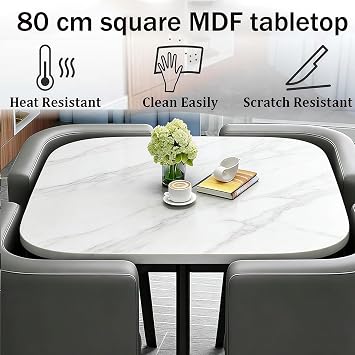 Dining Table and Chairs Set 4 - Modern Small Kitchen Dining Table with 4 Faux Leather Chairs for Small Space Home Apartment Living Room Office