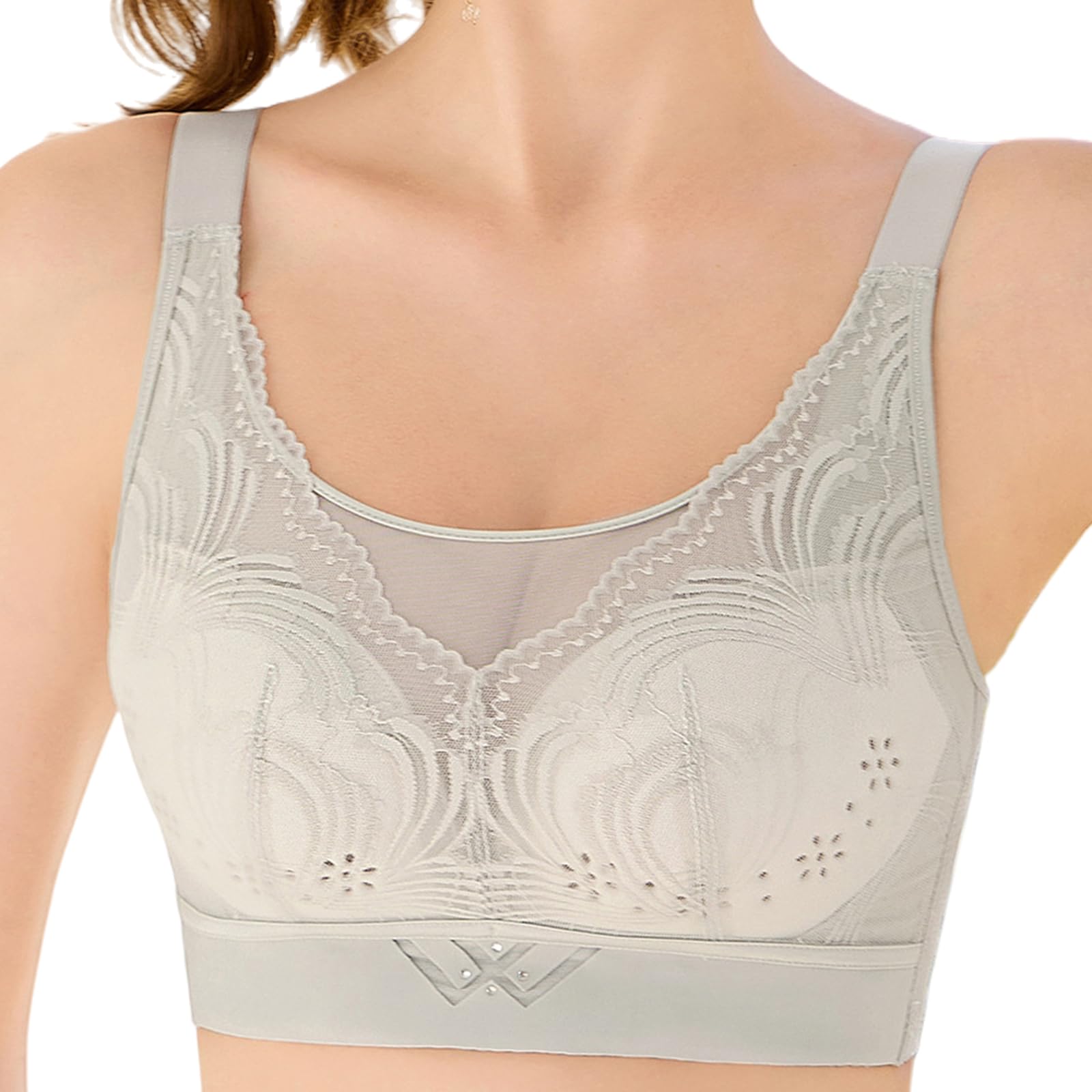Set di 2 Reggiseno Senza Ferretto Donna Pizzo Bralette Comodo Contenitivo Intimo Curvy per Seno Grande Invisibile Scollatura Profonda Brassiere Taglie Forti