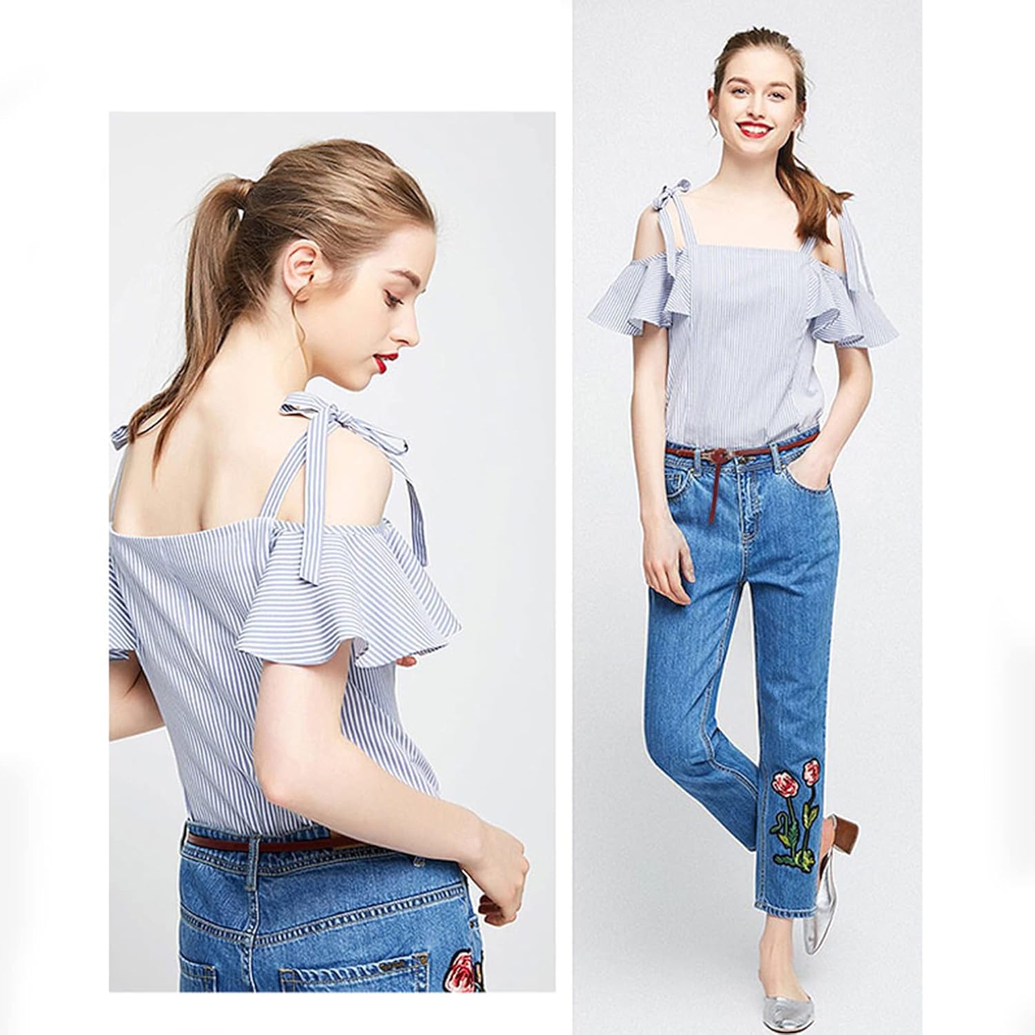 Women's Leather Belt Dress Belt Fashion Skinny Belt Tie A Knot Leather Waist Belt Knotted Decorative Belt - Image 6