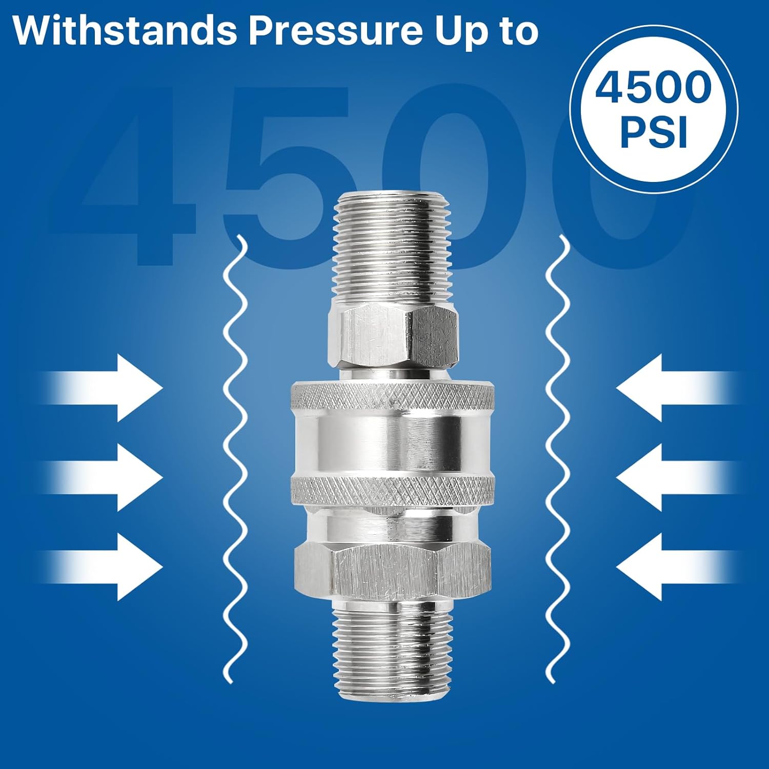 4 Set NPT 3/8 Inch Pressure Washer Coupler, Quick Connect Fittings, Stainless Steel Male and Female Quick Connect, Pressure Washer Adapter Set (Internal Thread and External Thread)