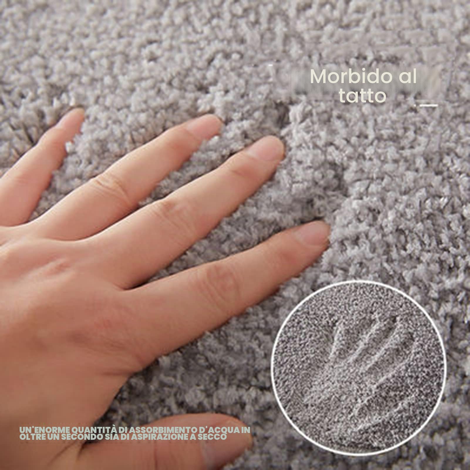 Tappetino da Doccia Curvo, 45x143cm Tappeto da Bagno Antiscivolo, Tappeto per Doccia Semicircolare Morbido e Assorbente Lavabile, per Docce Semicircolare (Grey)