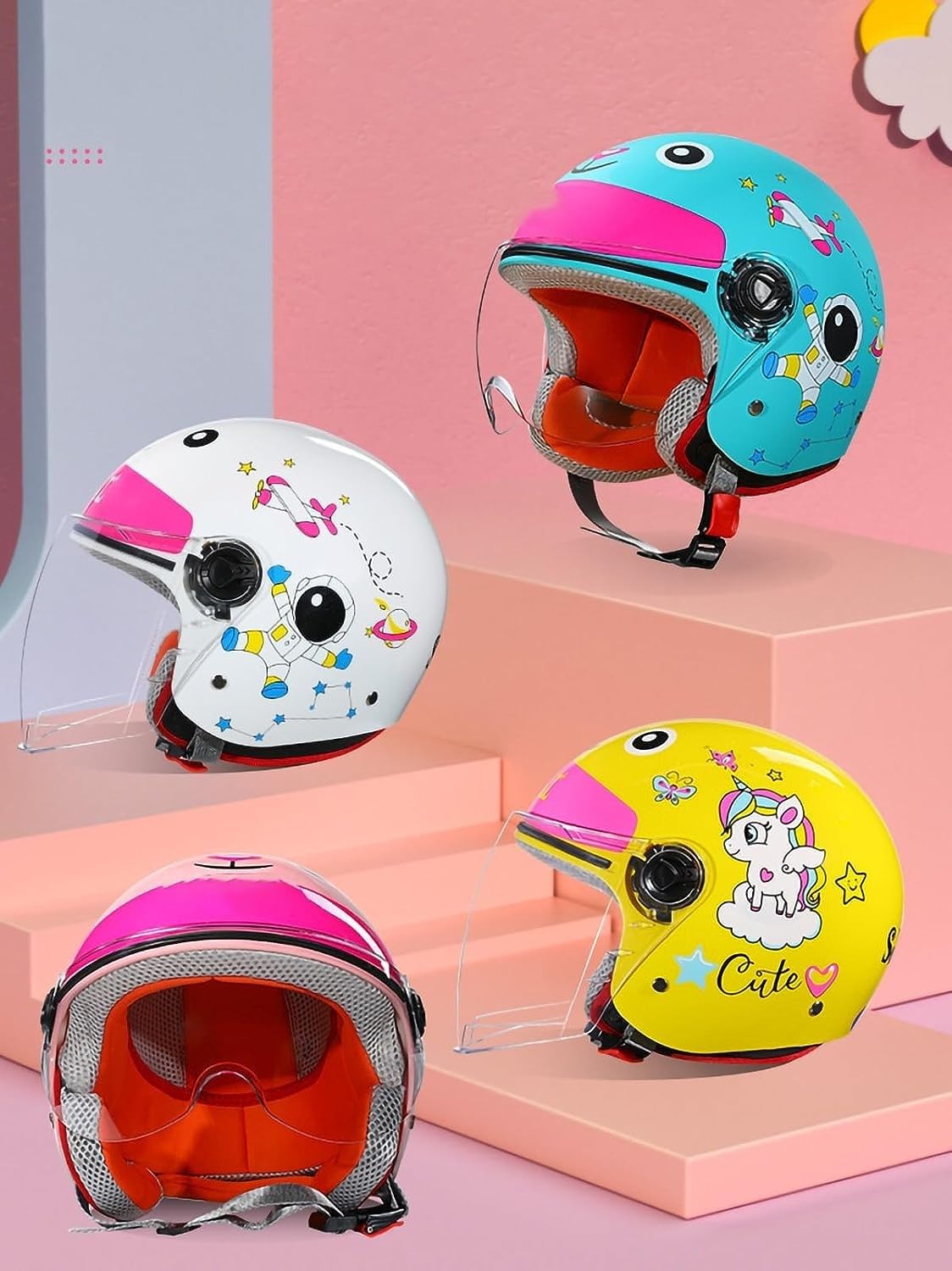 Jeugd Klassieke Open Gezicht Motorhelm 2-14 Jaar Oude Jeugd Kinderen Scooter Bromfiets ATV Straat Jet Helm DOT Goedgekeurd Q,49-55CM