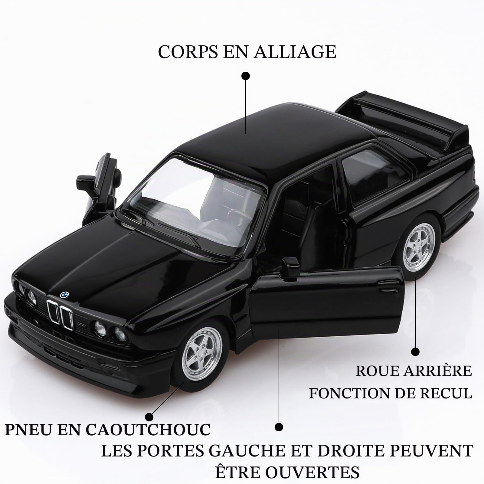 TOKAXI BMW M3 E30 1987 Voiture Miniature Diecast Échelle 1/36 Noir