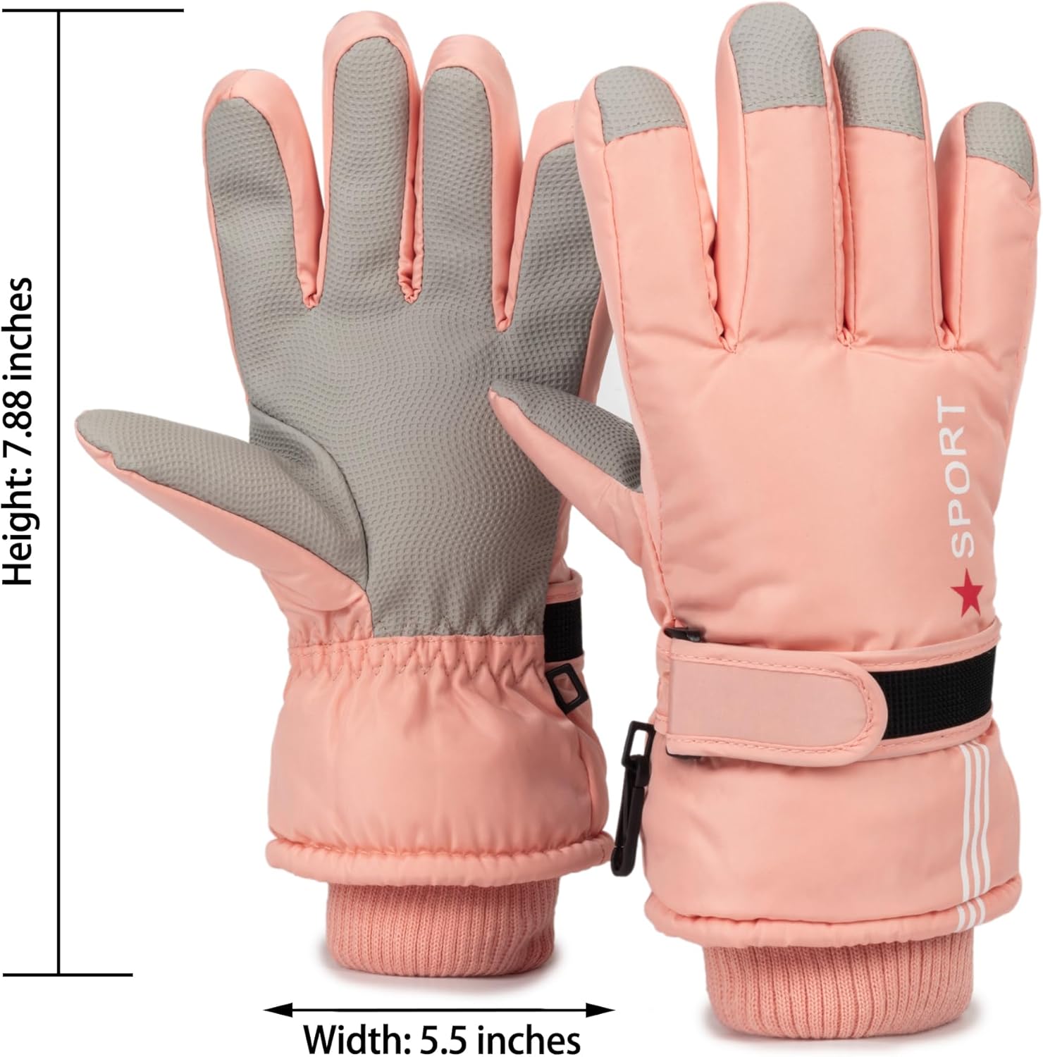 INOGIH Kids Waterproof Ski-Gloves Warm Snow Gloves for 6-12 Years,Winter Thick Warm Snowboard Gloves for Youth Teens - Image 5