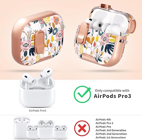 Miniatura 2 de Funda protectora con cerradura para AirPods Pro de 3 generación, estilo femenino, con kit de limpieza y correa de mano para Apple AirPods Pro 3