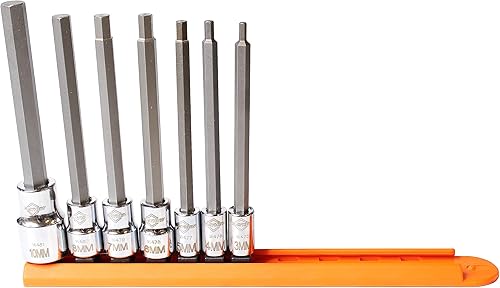 Mayhew Tools 16034 Juego de brocas hexagonales métricas, cromadas, 7 piezas de longitud media