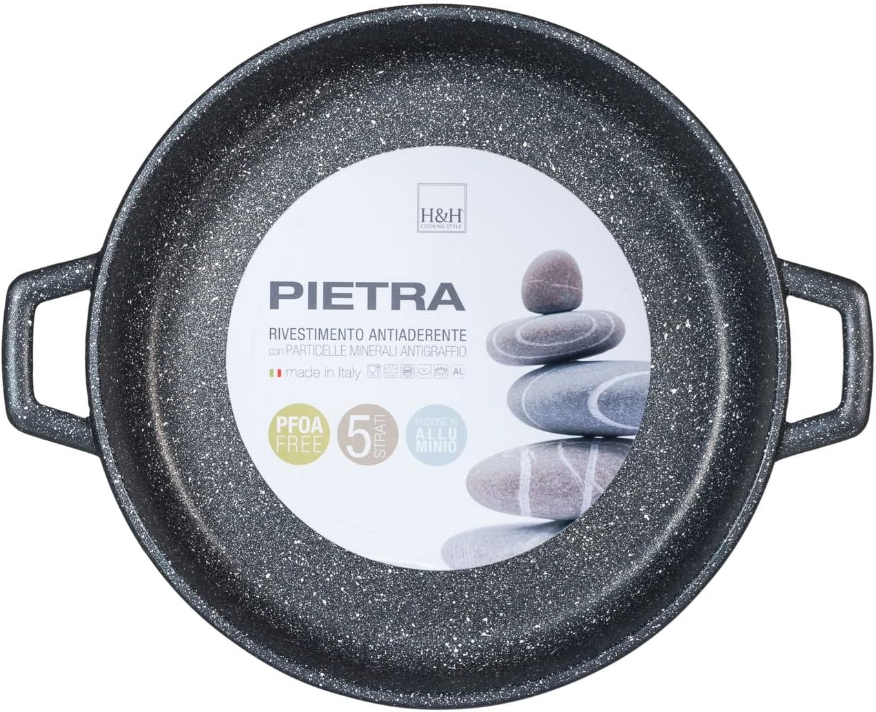 HH Saucepan with Two Handles Non-Stick Stone cm 32 Pots