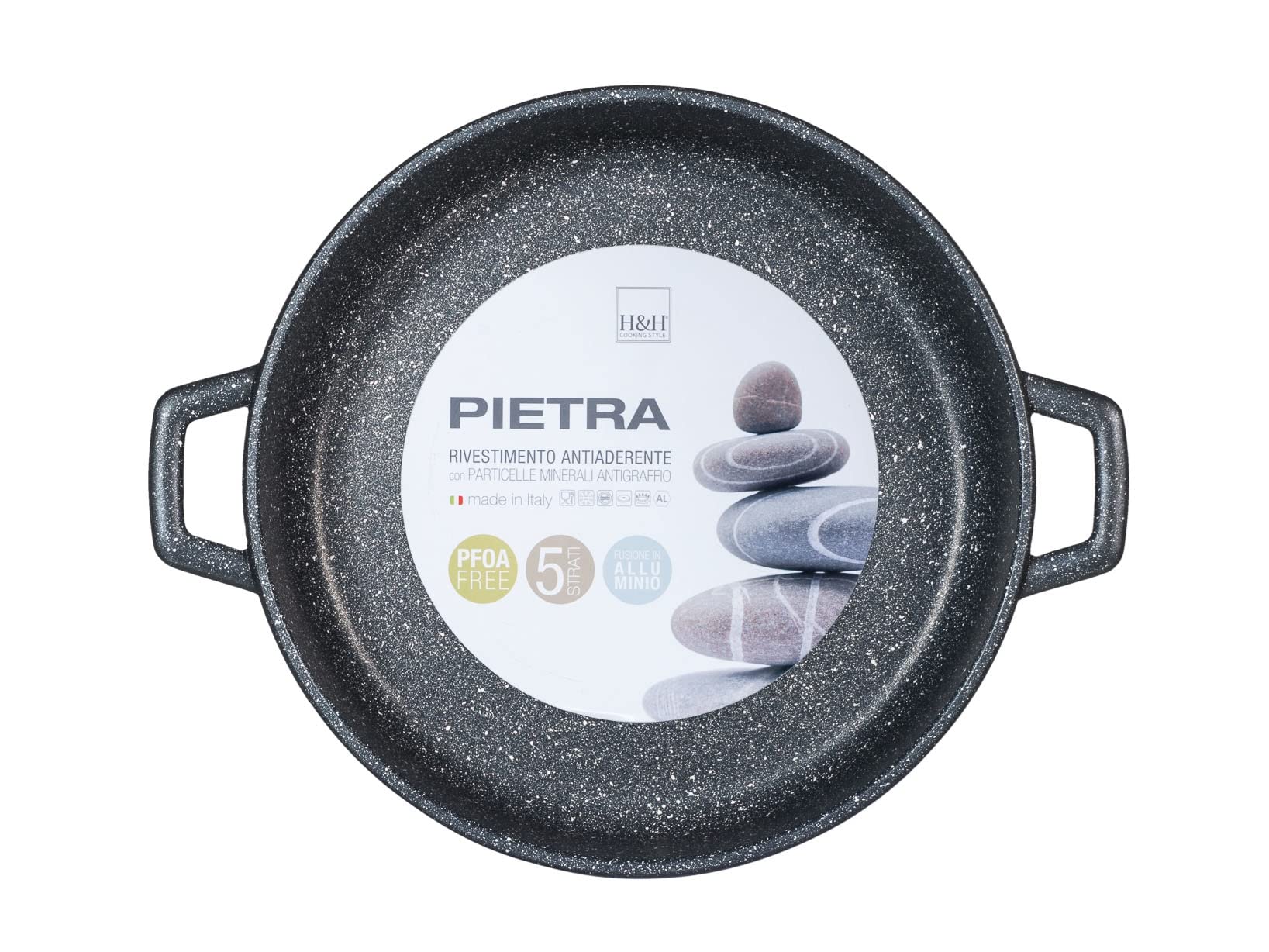 Home Pietra Tegame Antiaderente con 2 Manici, Alluminio, Antracite, 32 cm