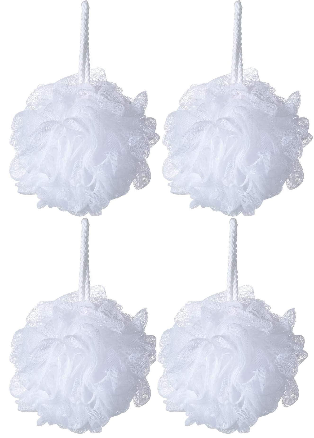 4 Exfoliating Bath Wash Ruffles - for Bathtub and Shower, Skin Scrubbing and Body Exfoliating Ball Loofah Sponges Easiest and Most Effective Way to Exfoliate