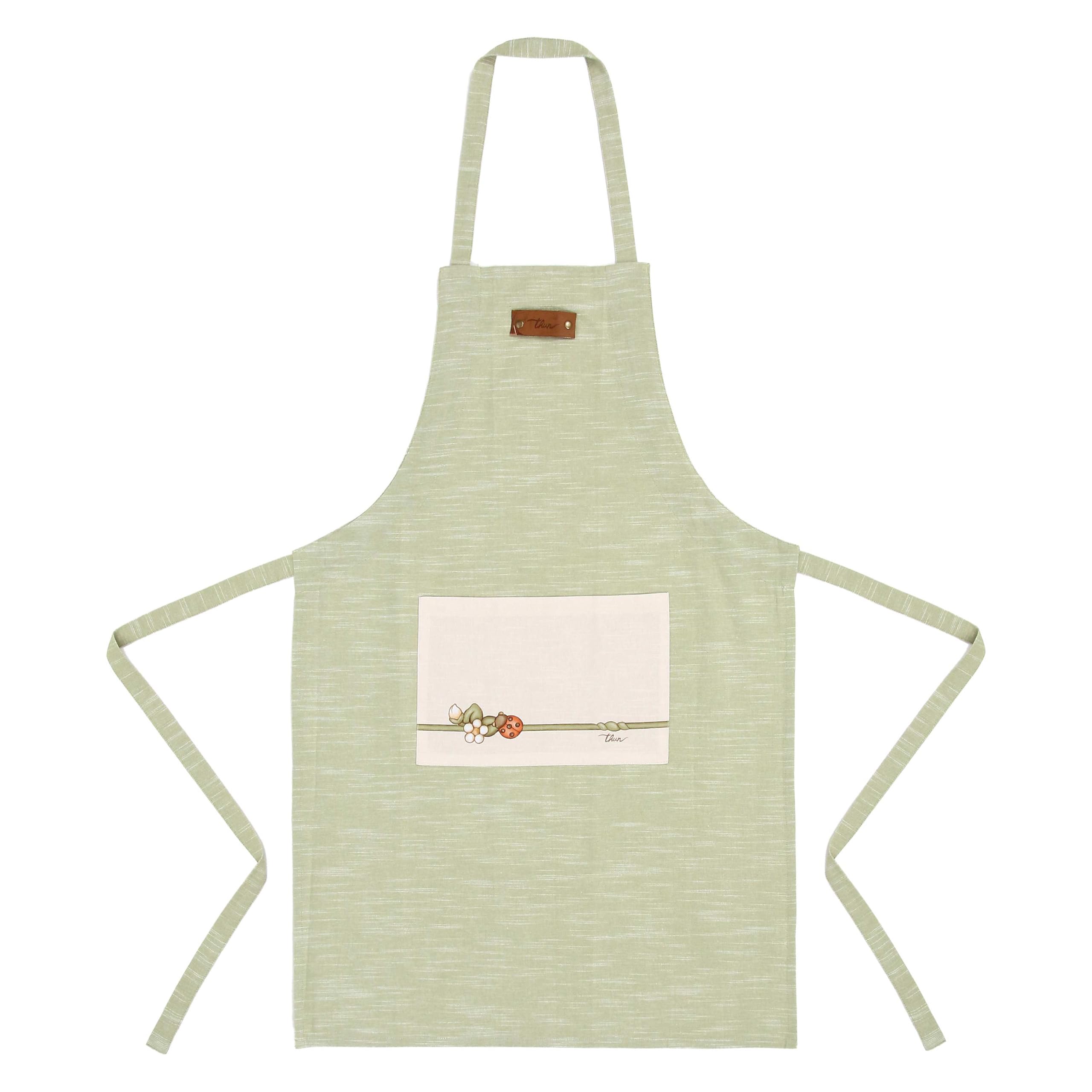 THUN Set presina, guantone, grembiule con scatola, 100% cotone, imbottitura 100% poliestere, fodera in tessuto TNT, Collezione Country Bloom, 19,5 x 19,5 cm