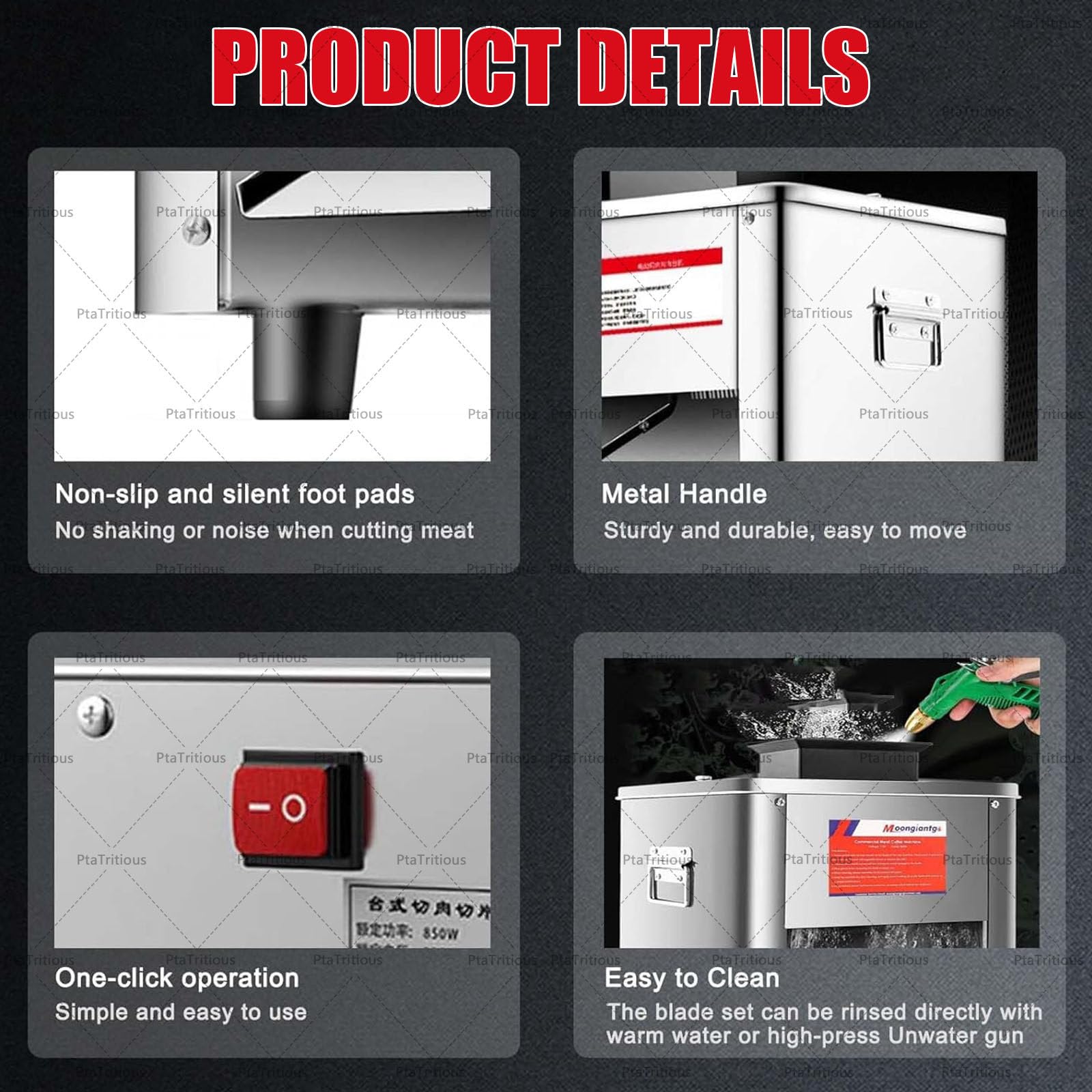 Macchina Professionale per Taglio Carne a cubetti da 850W – Automatica – per fette, Strisce e cubetti – capacità 200 kg/h (440 lb/h) – Affettatrice elettrica con Vassoio 5.0mm