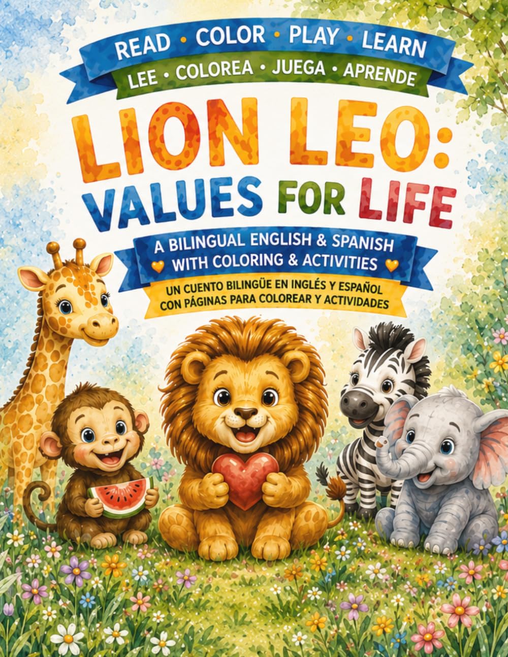 Lion Leo: Values for Life: Bilingual English & Spanish Children's Book About Sharing, Kindness and Friendship