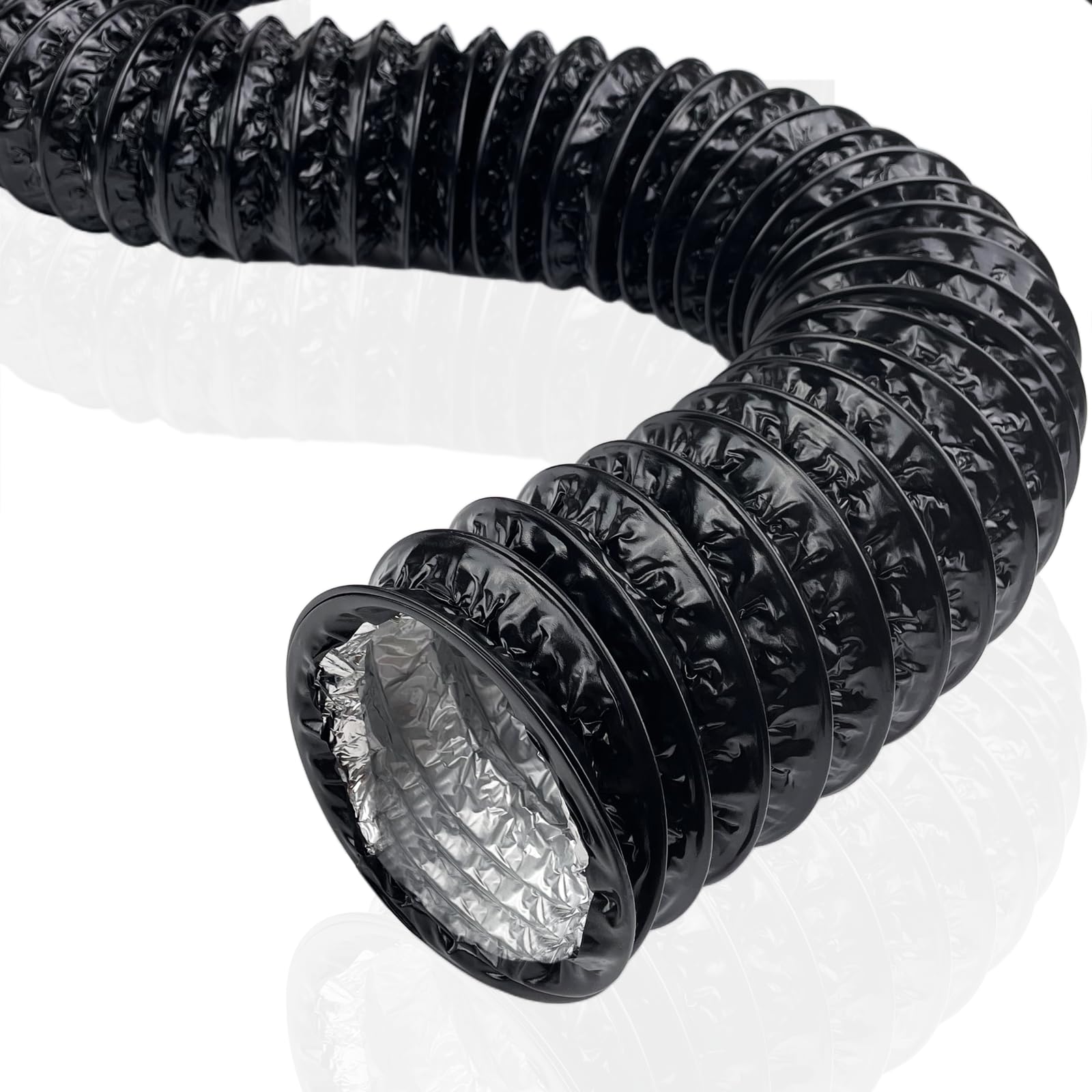LUMITERRA Abluftschlauch, Ø 100mm, Länge 6m, PVC Lüftungsschlauch, Flexschlauch, Klimaanlage Schlauch Abluftrohr Für Wäschetrockner, Abzugshaube, Rohrventilator, Klimaanlagen(Schwarz)