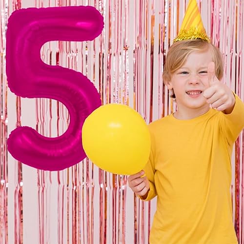 Miniatura 5 de Globo con el número 45 de 40 pulgadas, globos rosa con el número 45, globos digitales para decoraciones de celebración de fiesta de cumpleaños de 45