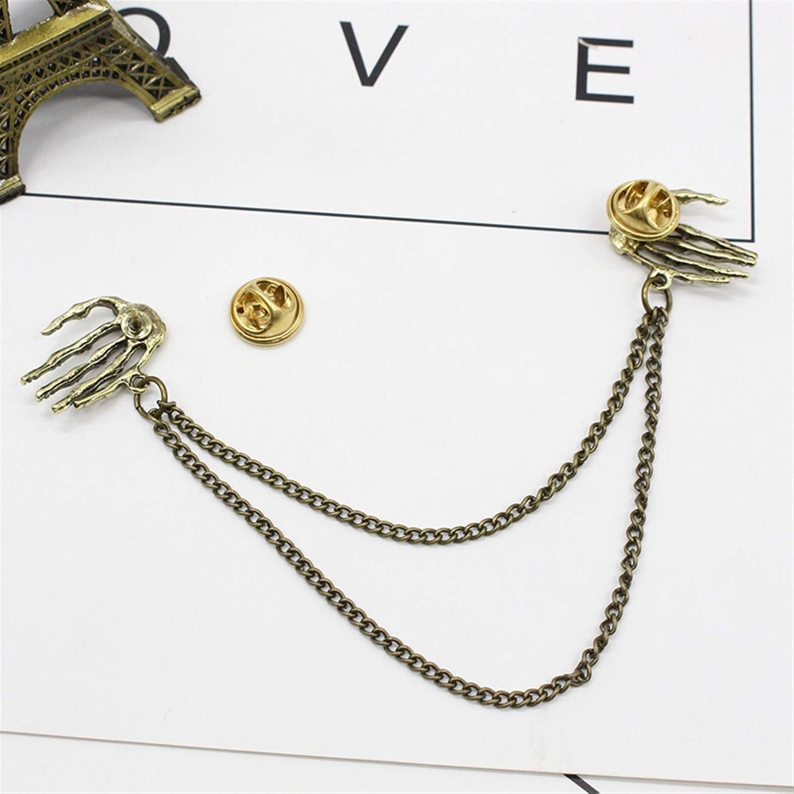 Brooch for Women Multiple Layers Chain Crown Skull Head brooches Shirt Collar Pins broches Made in China