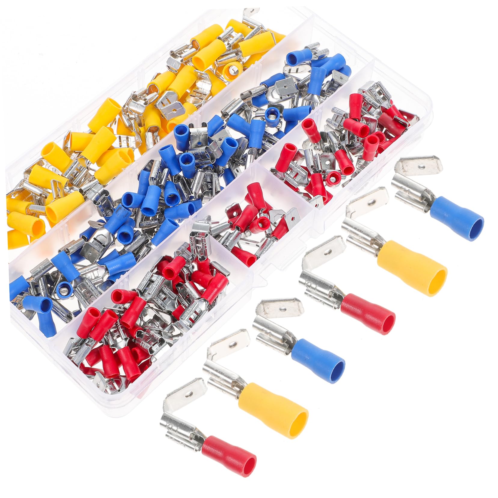 Cabilock Electrical Insulated Quick Connectors 140pcs Assortment Crimp Wire Terminals Spade Connectors for Home Shop Outdoor Use