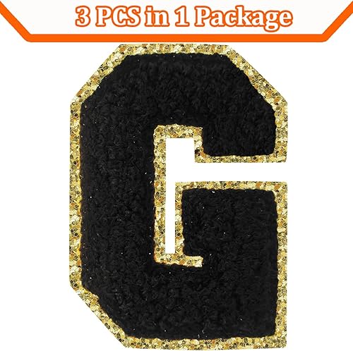 Miniatura 196 de Parches de letras termo-adhesivas de felpilla para chaquetas, parches de letras universitarias con brillantina para planchar en la letra azul A