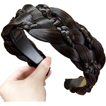 Headband 5 Strands Synthetic Hair Plaited Headband Braid Braided With Teeth Hair Band Beauty accessory Stretch Braid Headbands Hairpiece for Women Black brown-Style 2