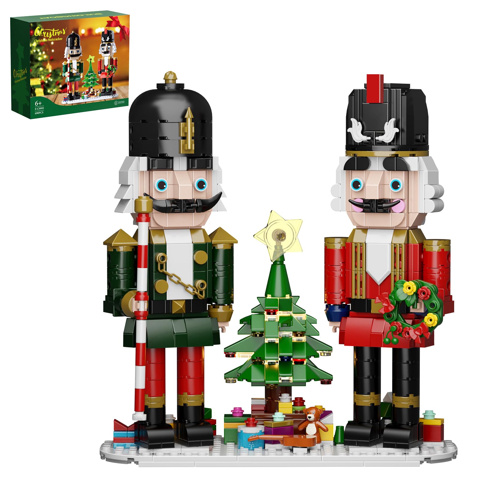 Christmas Nutcracker Building Block Set with LED Light,Gift for Adults