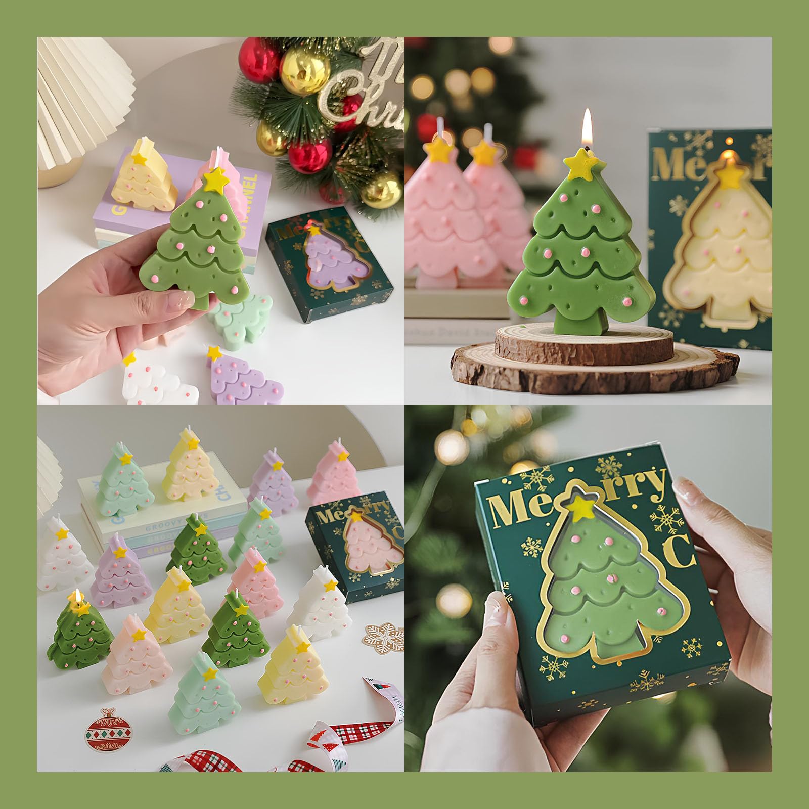 UsRHHA Bougie Aromatique Sapin de Noël Parfumée en Cire de Paraffine, Coffret Cadeau pour Décoration de Fête d'Anniversaire, Arrangement Festif de Bougies UsRHHA Bougie Aromatique Sapin de Noël Parfumée en Cire de Paraffine, Coffret Cadeau pour Décoration de Fête d'Anniversaire, Arrangement Festif de Bougies