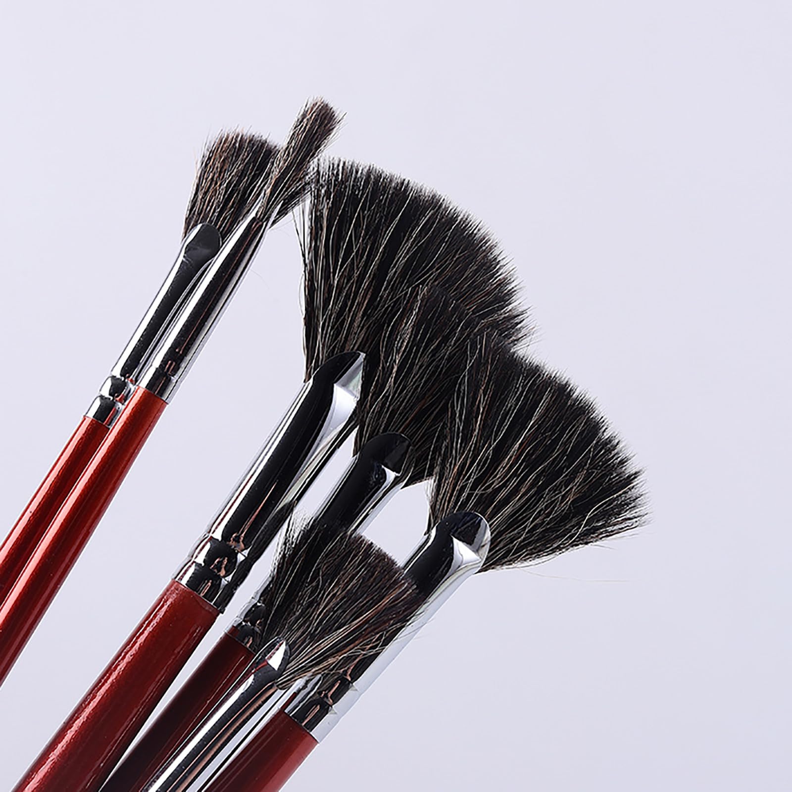 Set di 6 pennelli in visone di alta qualità a forma di ventaglio a coda di pesce, asta in legno di betulla rossa, penna per pittura acrilica, acquerello, guazzo, forniture artistiche, pennelli per pi
