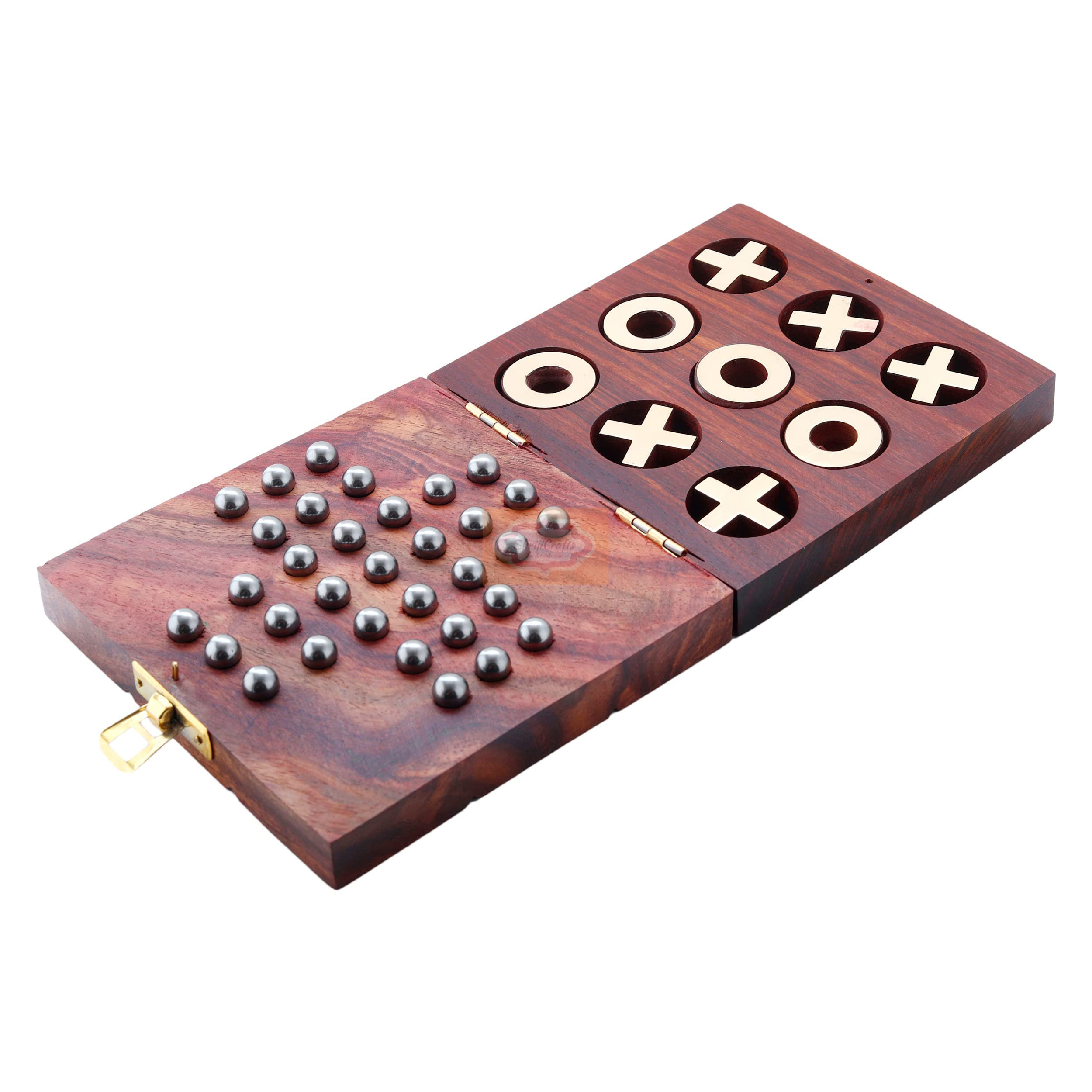 Ortus Arts Wooden Tic ac Toe& Solitaire Board Game | Noughts&Crosses Travel Board Game | Tic Tac Toe Solitaire 2-In-1 Travel Board Game For Kids & Adults (Brown) (B08XP7W1BV) Amazon Price History, Amazon Price Tracker