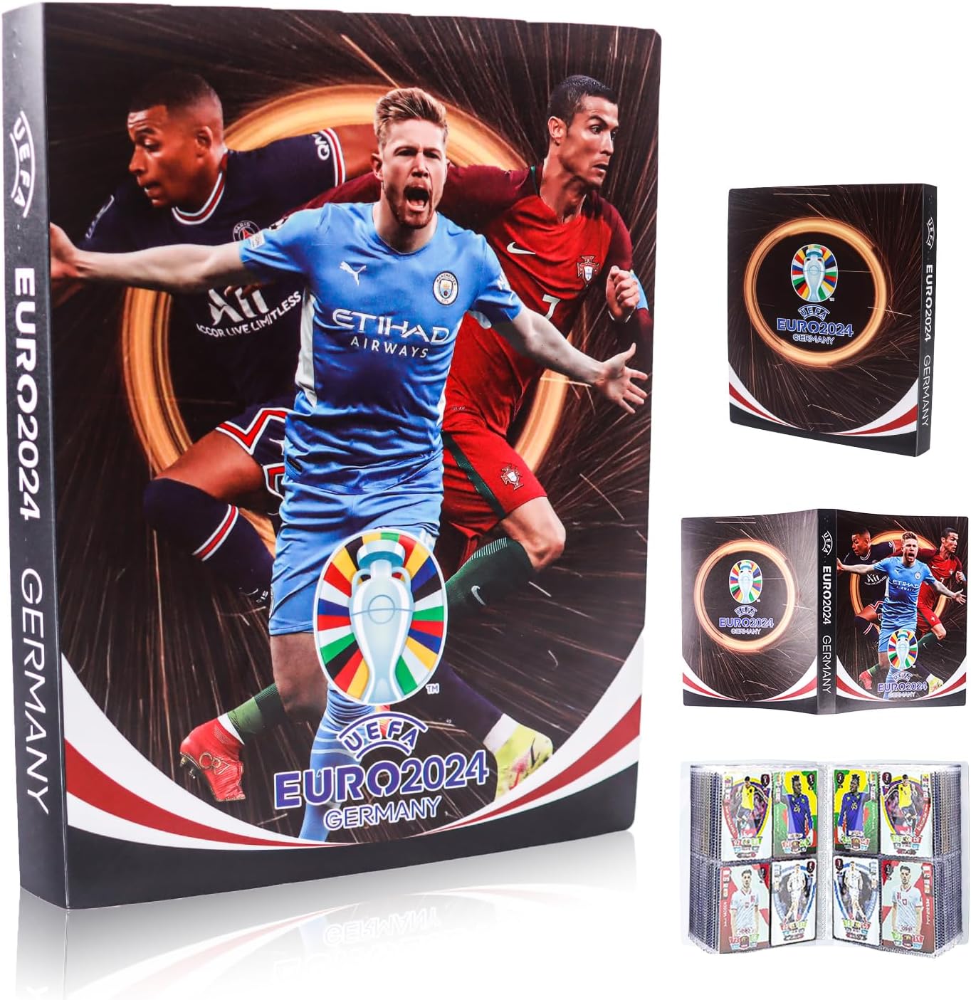 Verzamelkaartenalbum, 50 pagina's, 900 voetbalkaarten, map, verzamelboek, voetbalkaarten, verzamelalbum, kaarten, verzamelmap, compatibel met alle
