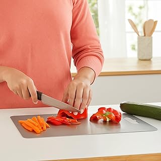 Amazon Brand- Solimo Double-Sided Stainless Steel Cutting Board