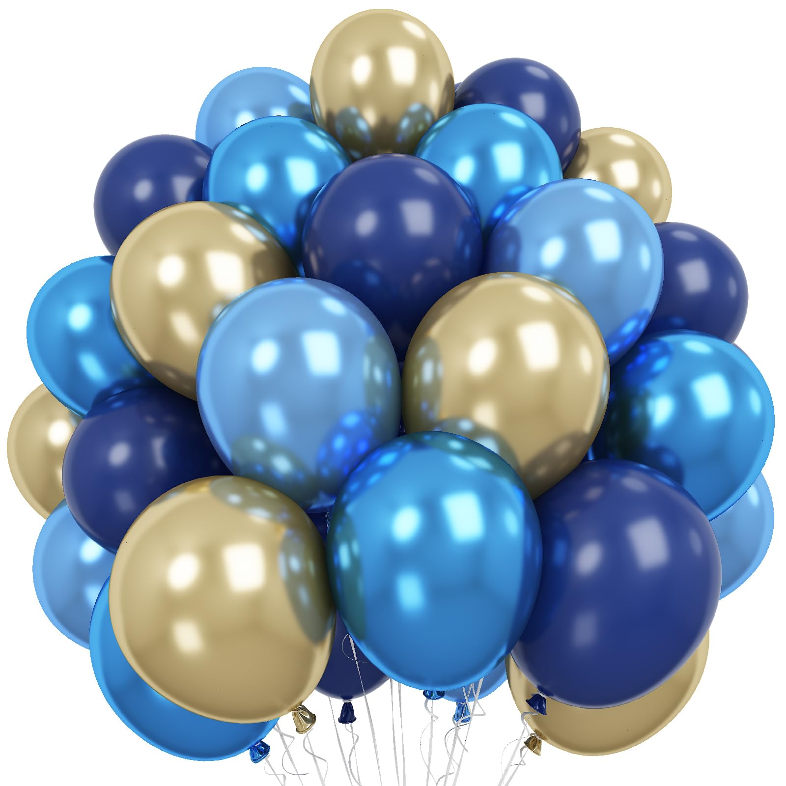 Froova Navy Blue Gold Balloon 12 Inch Graduation Balloons Metallic Baby Pearl Navy Royal Blue Chrome Gold Latex Party Balloon for Grad Class of 2025