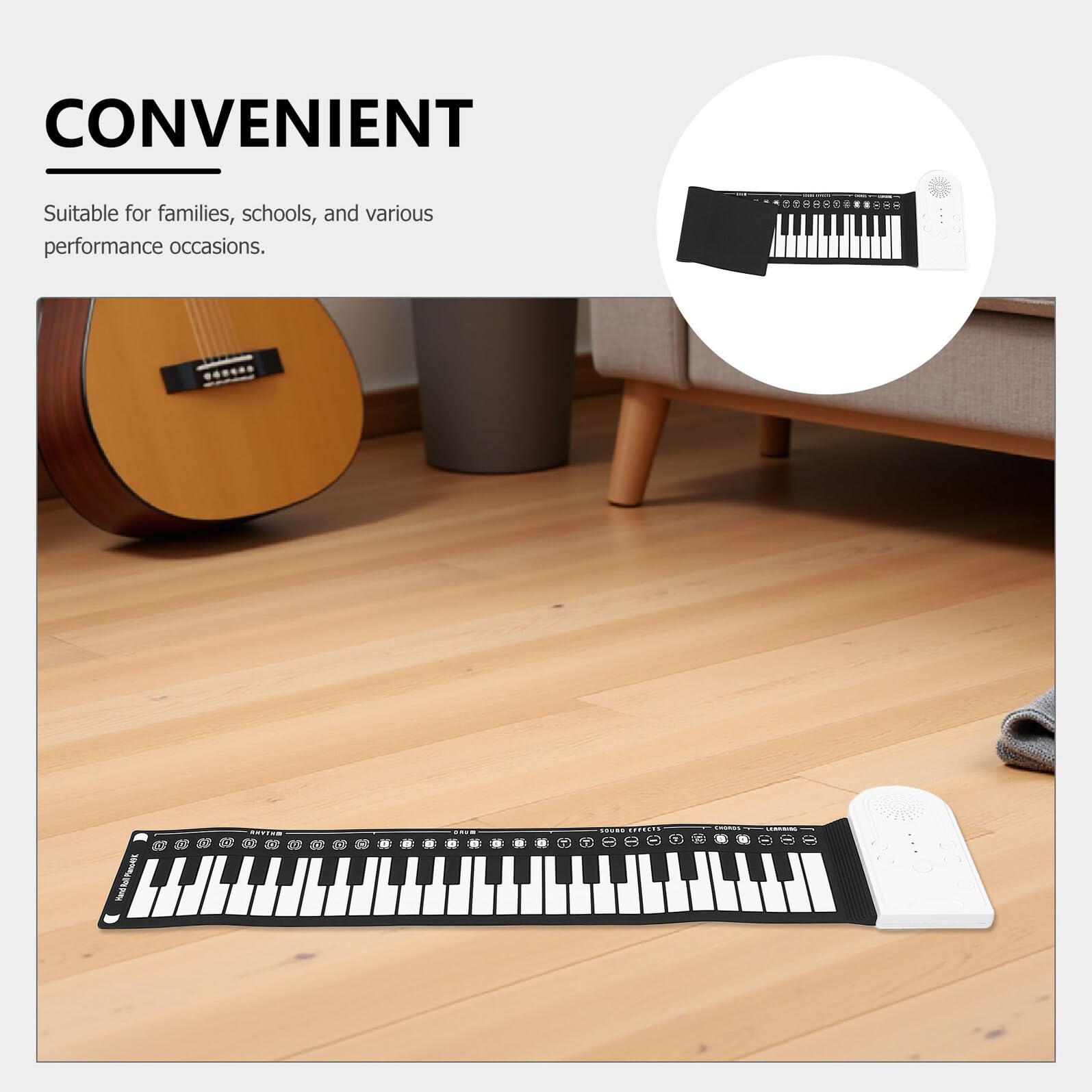 ULTECHNOVO Tastiera Musicale Tasti Arrotolabile in Silicone Tastiera Portatile per Principianti per Viaggi e Lezioni Musicali