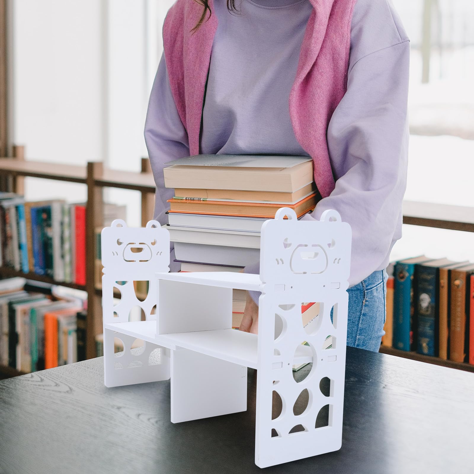 Libreria da Scrivania Piccola in PVC Bianco per Documenti
