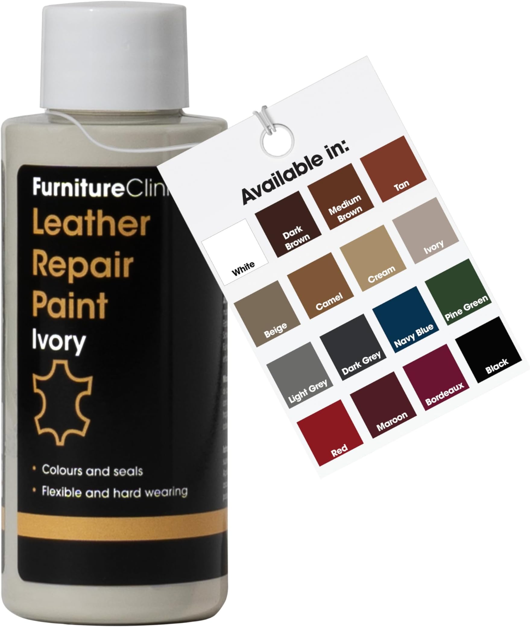 Furniture Clinic Leather Repair Paint & Dye | Self Seal Colourant for Quick and Easy Repair | Suitable for Sofas, Car Seats, Shoes, Handbags, and More