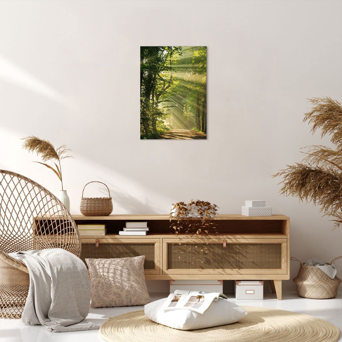 Tableau Toile Tulup 125x50 Cm - Champignons, Herbe, Fraises Des Bois