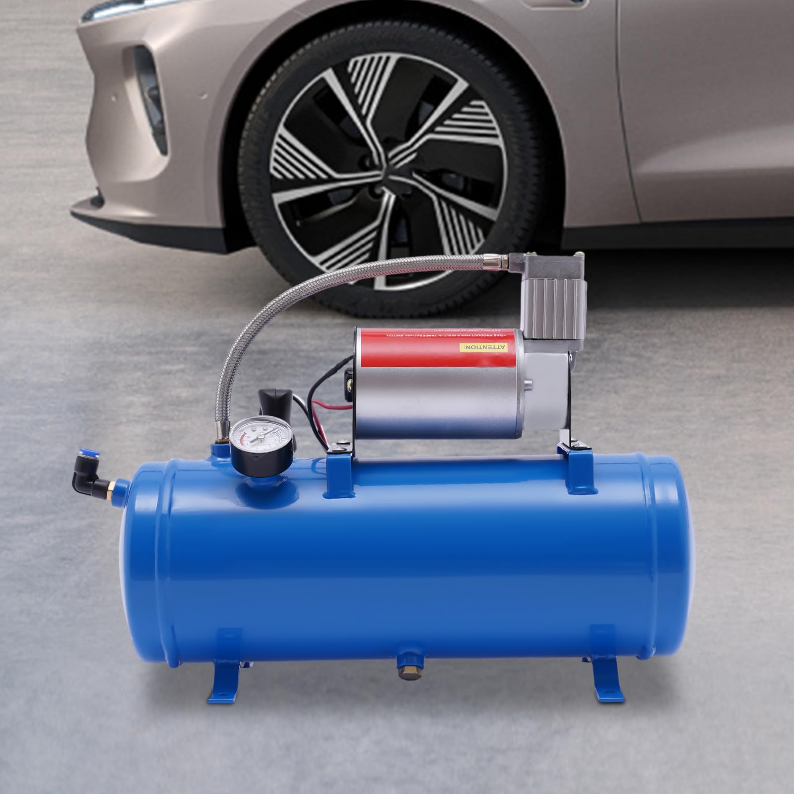 Compresor de aire para neumáticos de bocina de aire, compresor de trompeta de aire de 150 psi, compresor de aire con depósito de 6 litros DC12 V azul