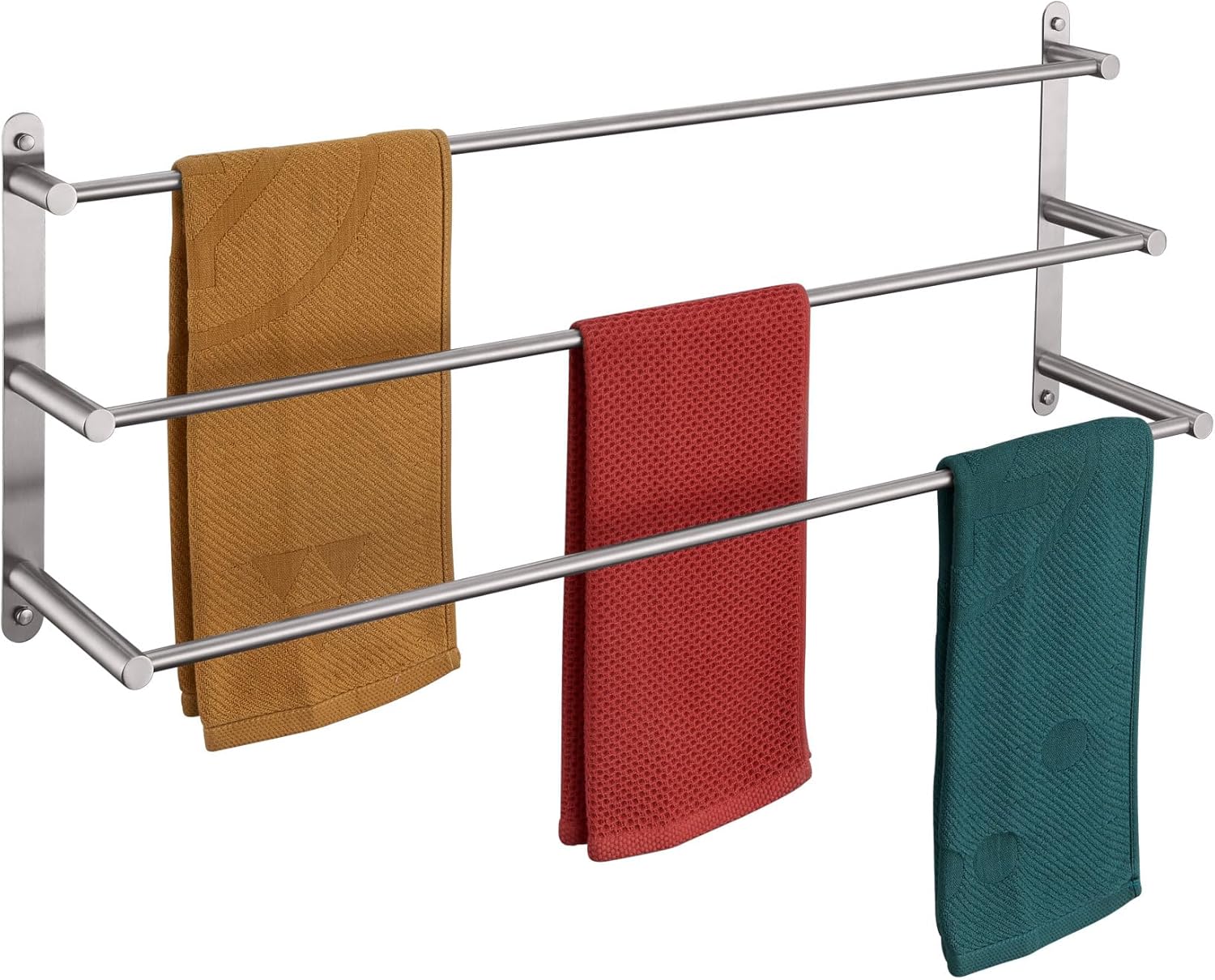 KOKOSIRI Bath Towel Bars 32'' Bathroom 3-Tiers Ladder Towel Rack Wall Mount Towels Shelves Stainless Steel, Brushed Nickel, B5002BR-L32 Brushed 32-Inch