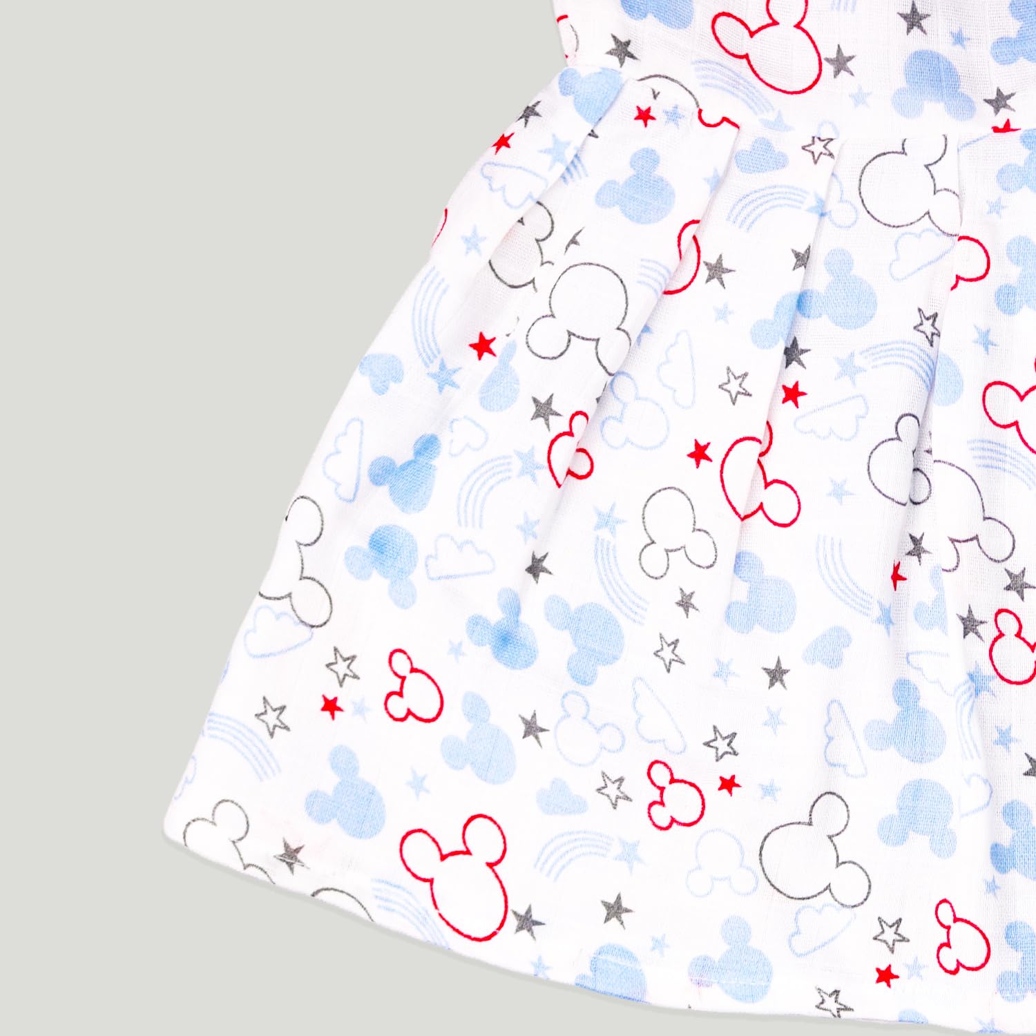 Kidbea® 100% Muslin Cloth Frock for Baby Girls | Mickey and Butterfly Print | Soft Mulmul Cotton Frock | Summer wear Frock |Comfortable Baby Products | Sleeveless Vest | New Born Baby | Combo of 2 - Image 5 thumbnail
