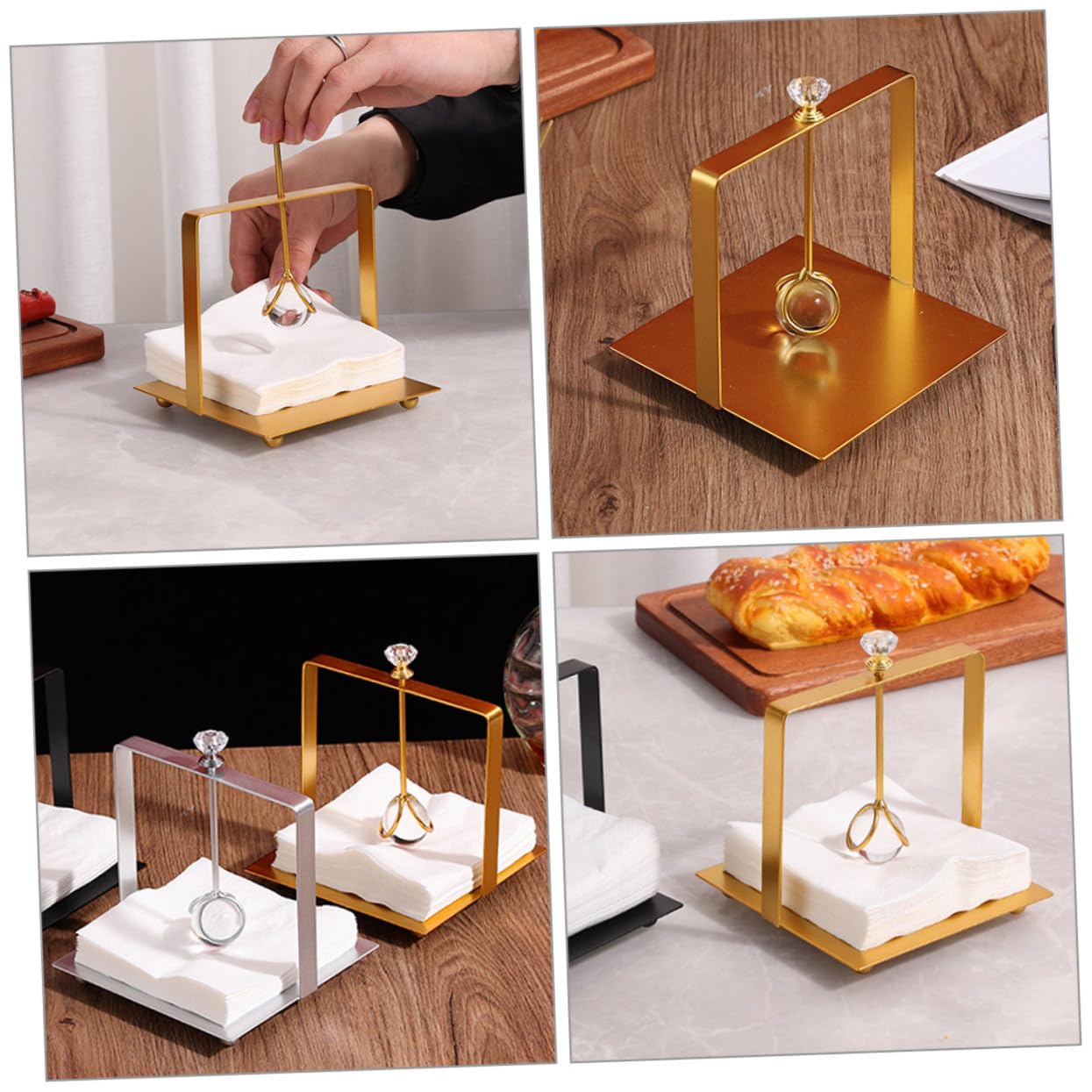 Servilletero de Metal Dorado de Pie para Mesa con Peso