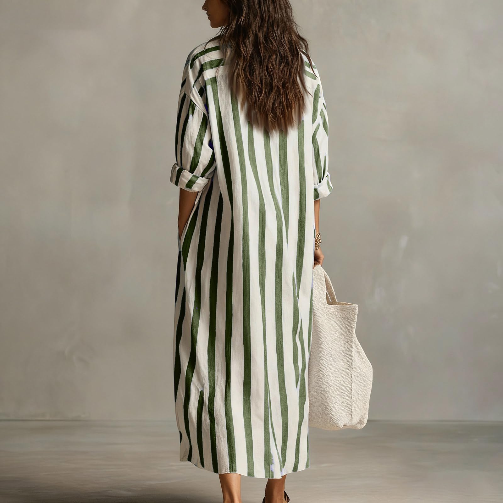 MOKBAY Vestidos Verano Mujer 2026 Cuello V Manga Larga Boho Playeros Elegante Summer Dresses for Women Frescos Beach Casual Chic Playa Sueltos Dress